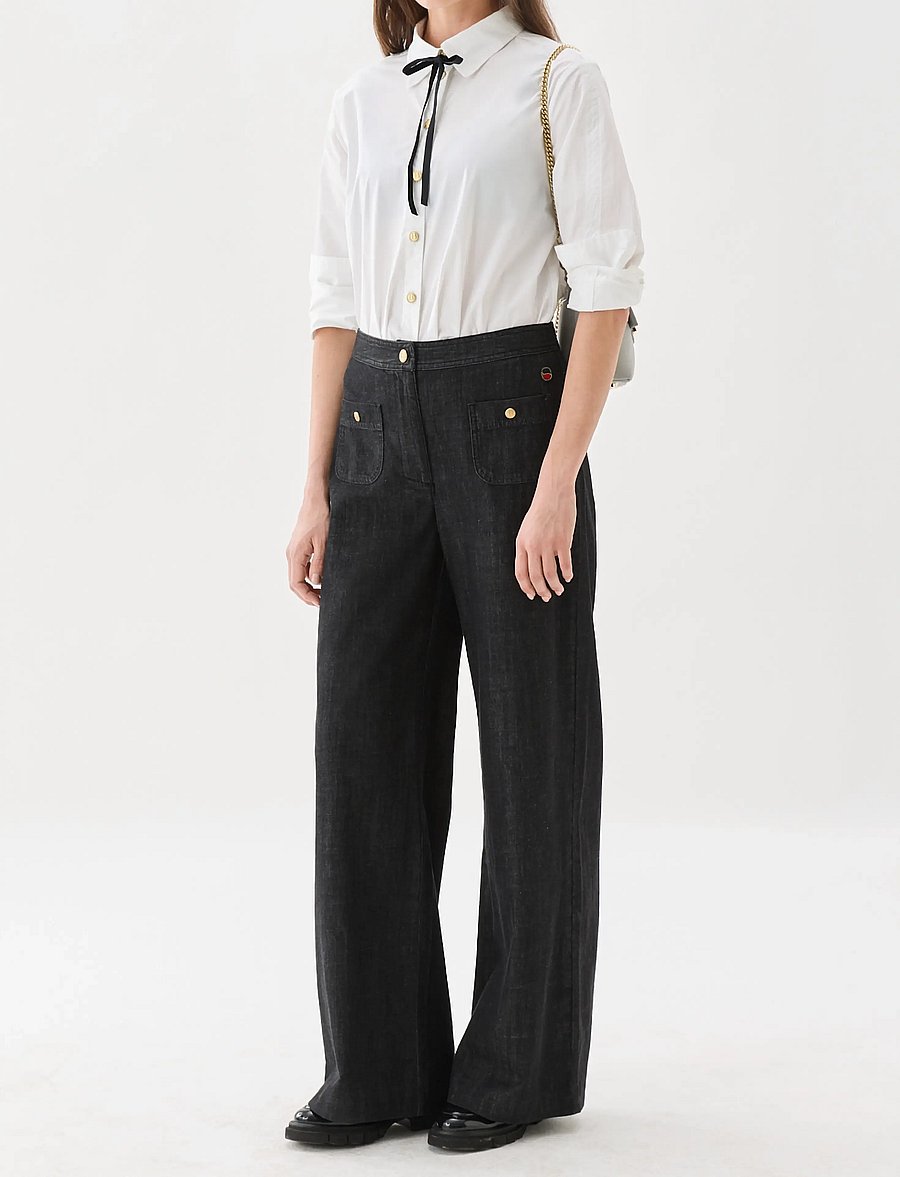 BUSNEL - PIM pocket trouser - hosen mit weitem bein - black - 0