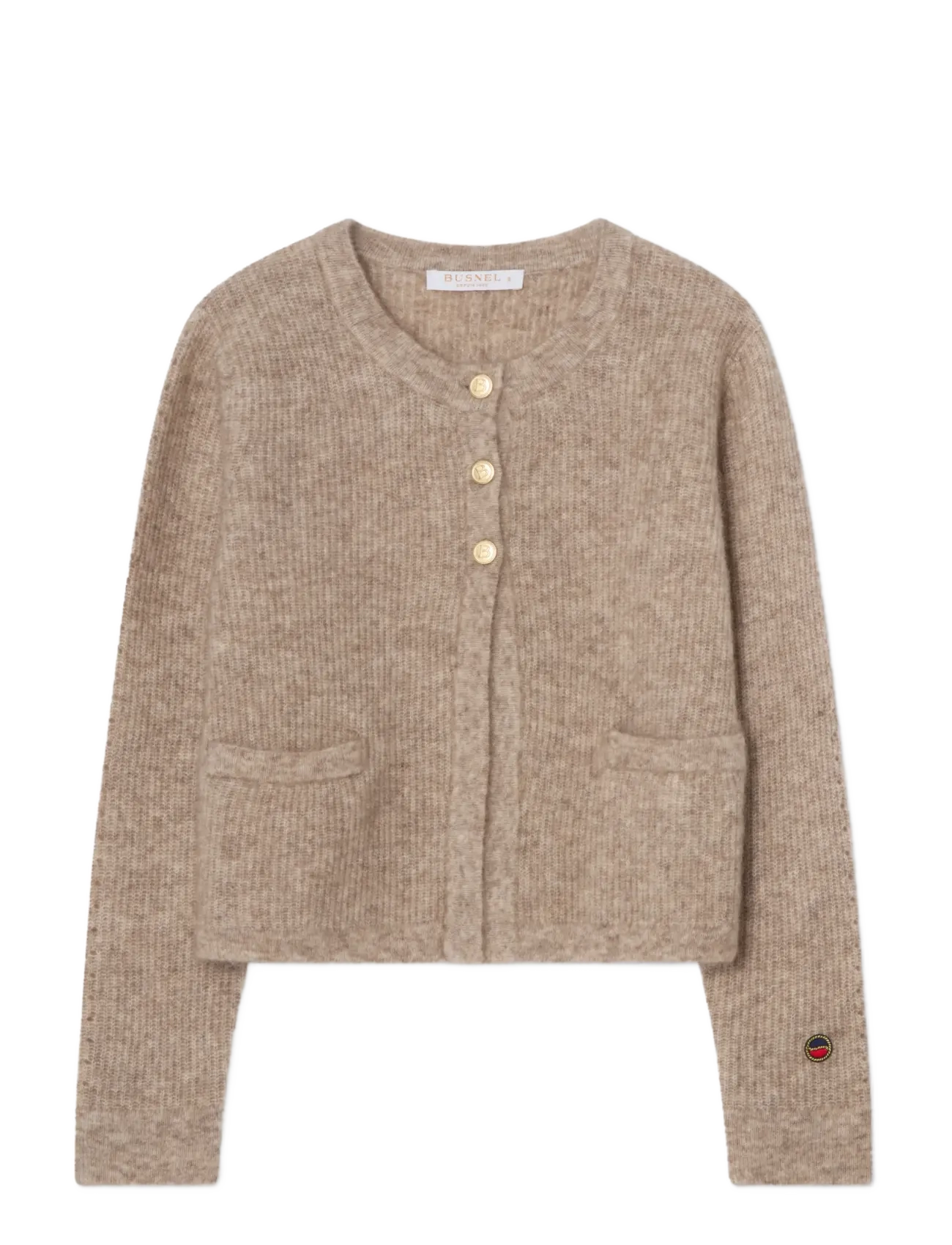 BUSNEL SIENNA ribb cardigan - Strik - MELE MELANGE / beige
