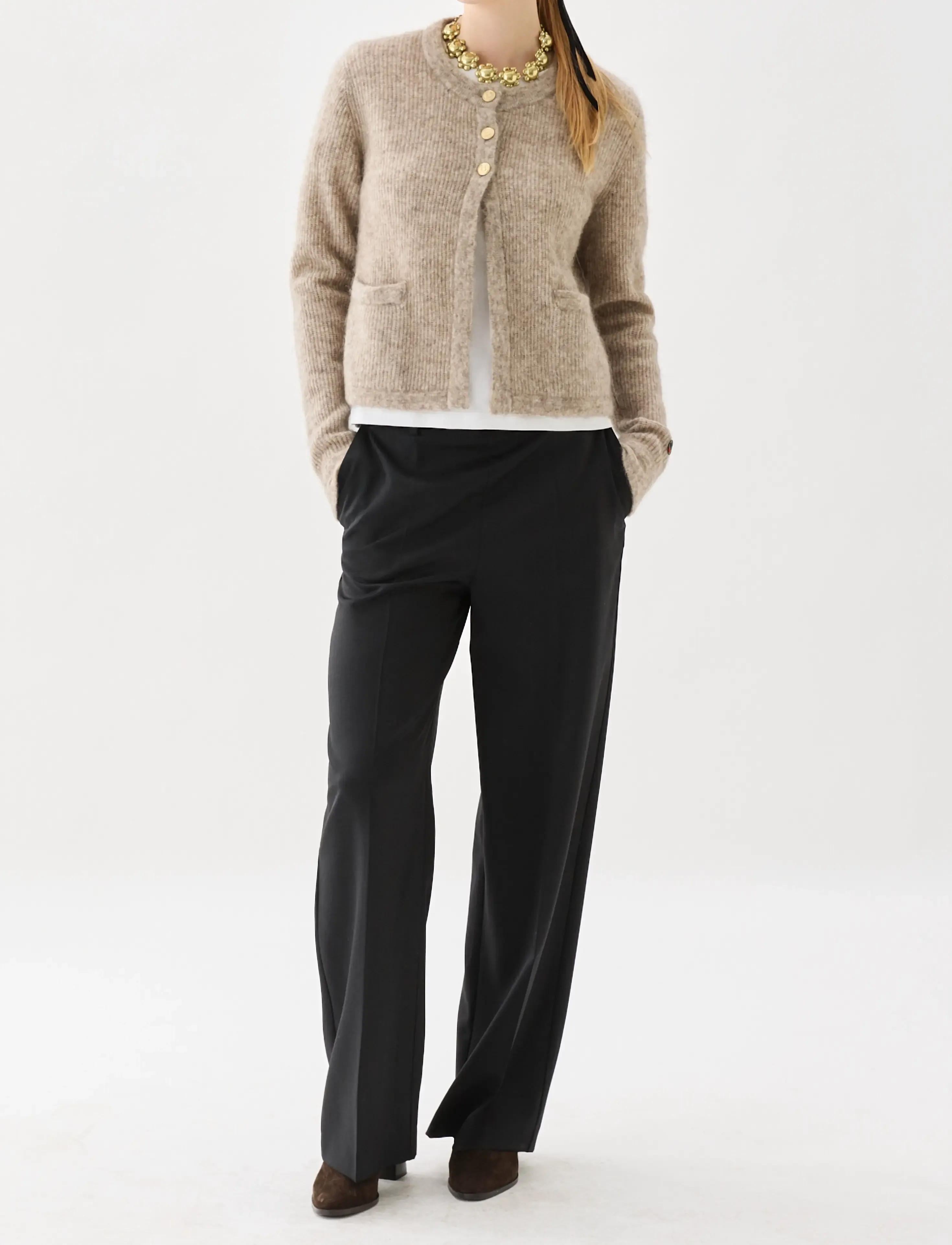 BUSNEL - SIENNA ribb cardigan - mele melange - 0