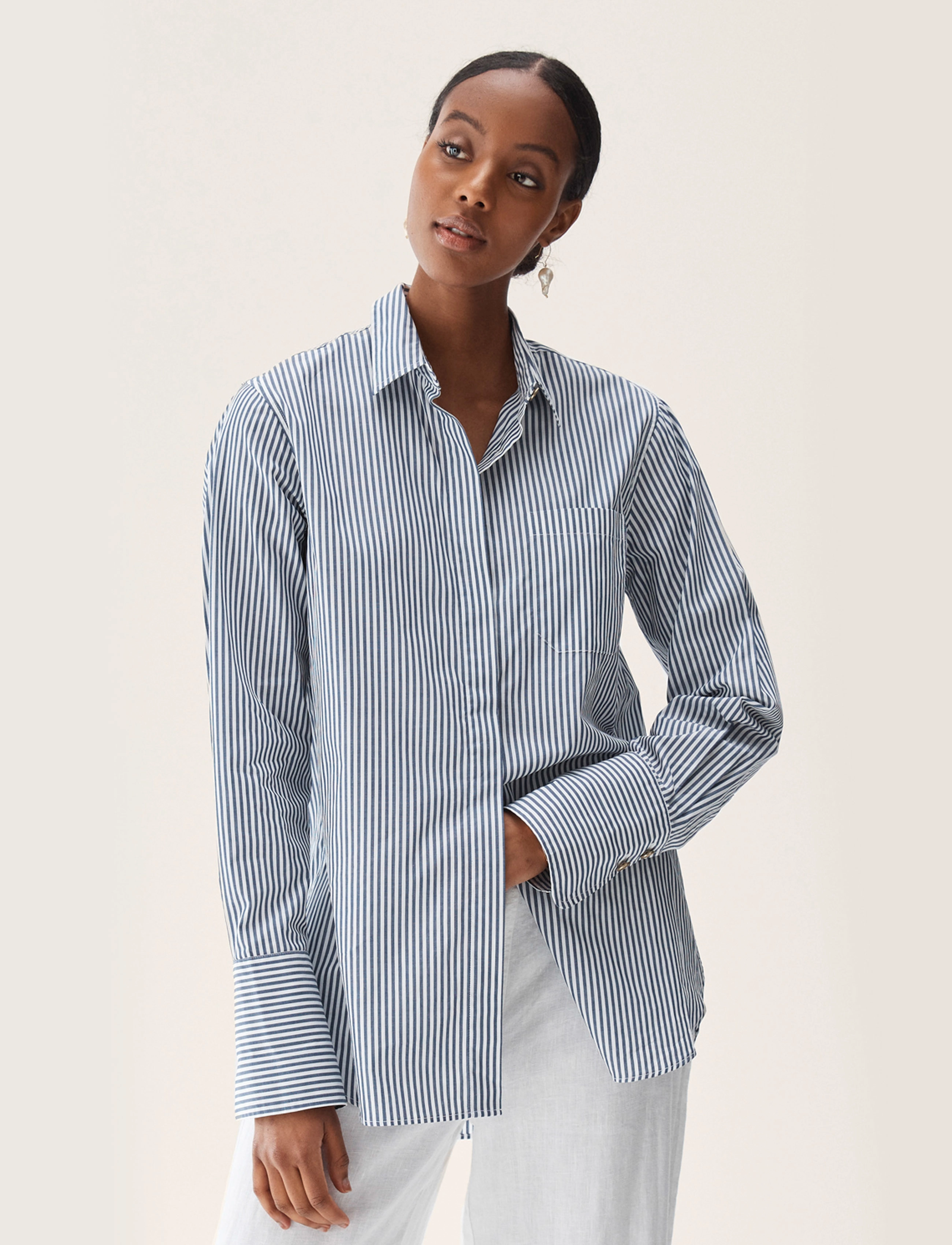 BUSNEL - Adrianne shirt - stripe marine/white - 2