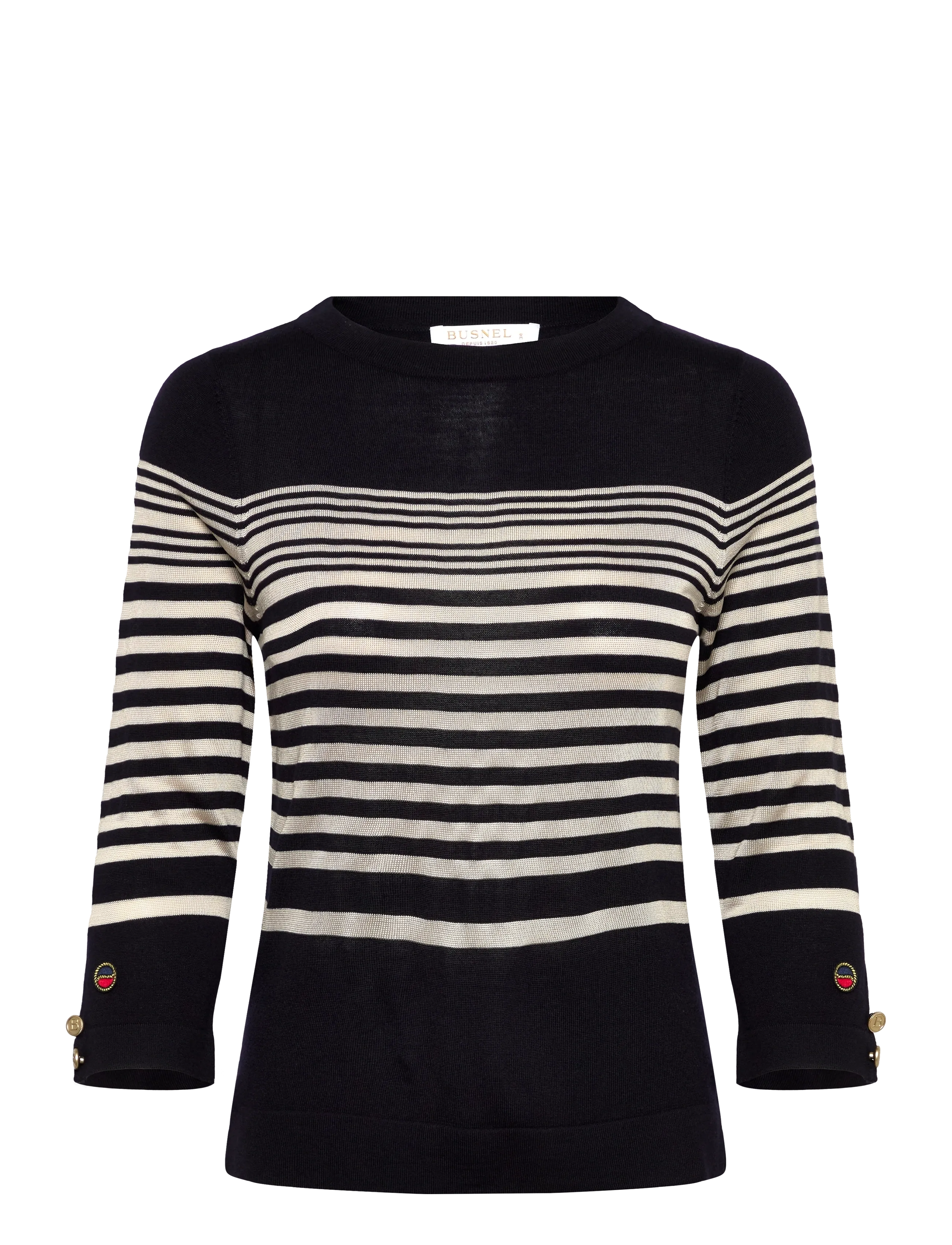 BUSNEL HELIA top striped - Pulls et gilets - MARINE/SILVER BIRCH STRIPE / navy