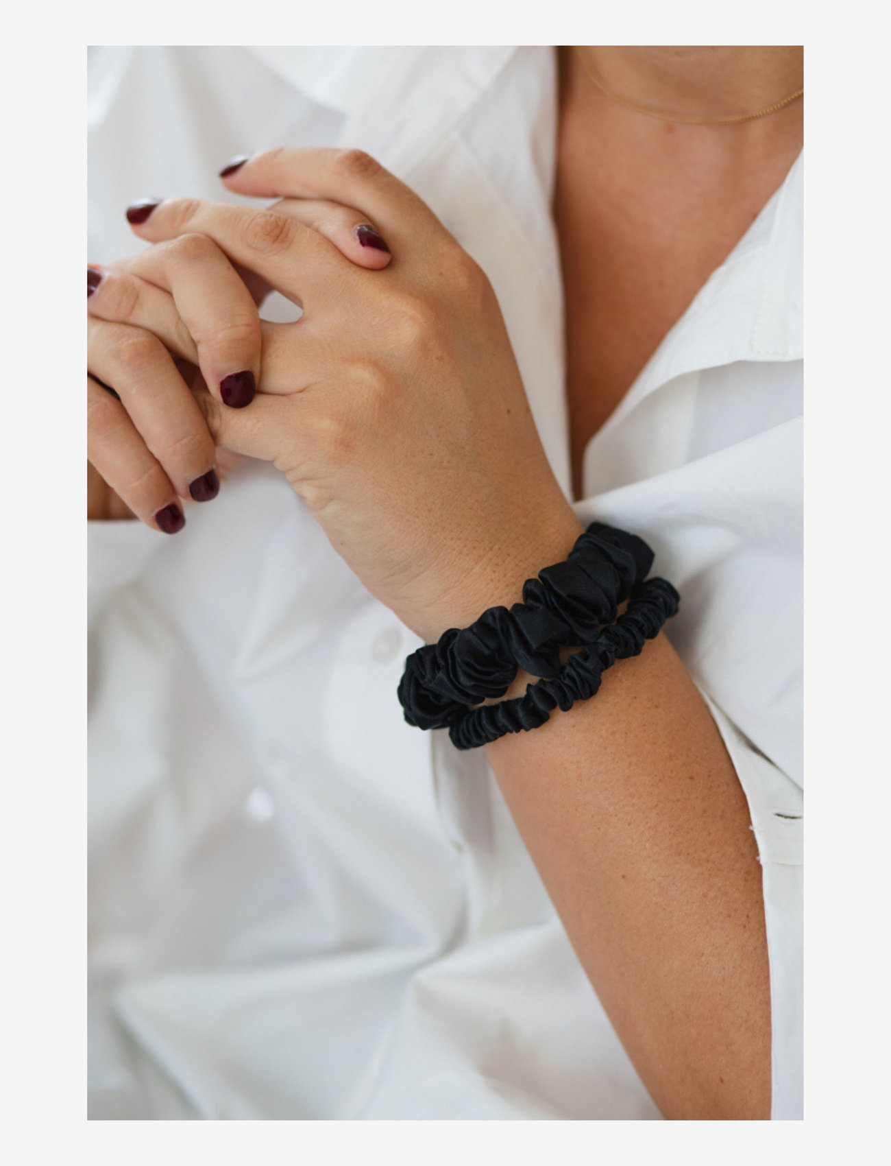 By Barb - Thin silk hair tie - scrunchies - black - 1