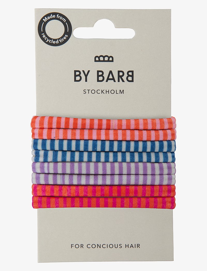 By Barb - Hair ties striped pattern multicoloured 8-pack, recycled material - juuksekaunistused - multicoloured - 0