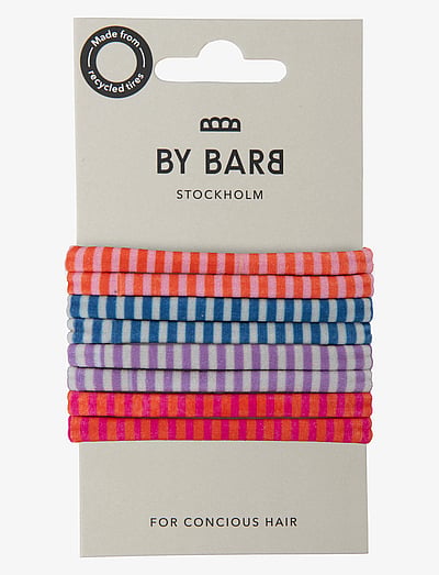 Hair Ties Striped Pattern Multicoloured 8-Pack, Recycled Material - HåRbåNd Og HåRsnore