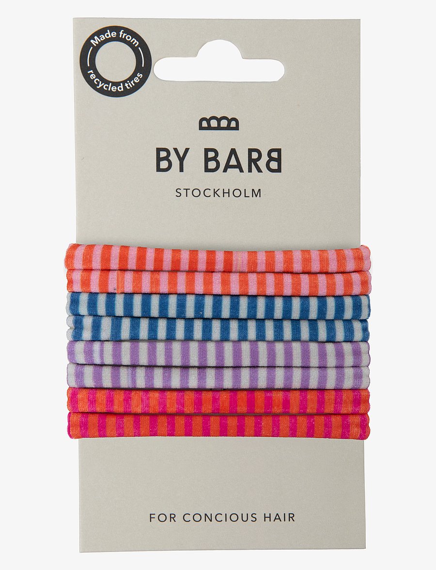 By Barb - Hair ties striped pattern multicoloured 8-pack, recycled material - juuksekaunistused - multicoloured - 0
