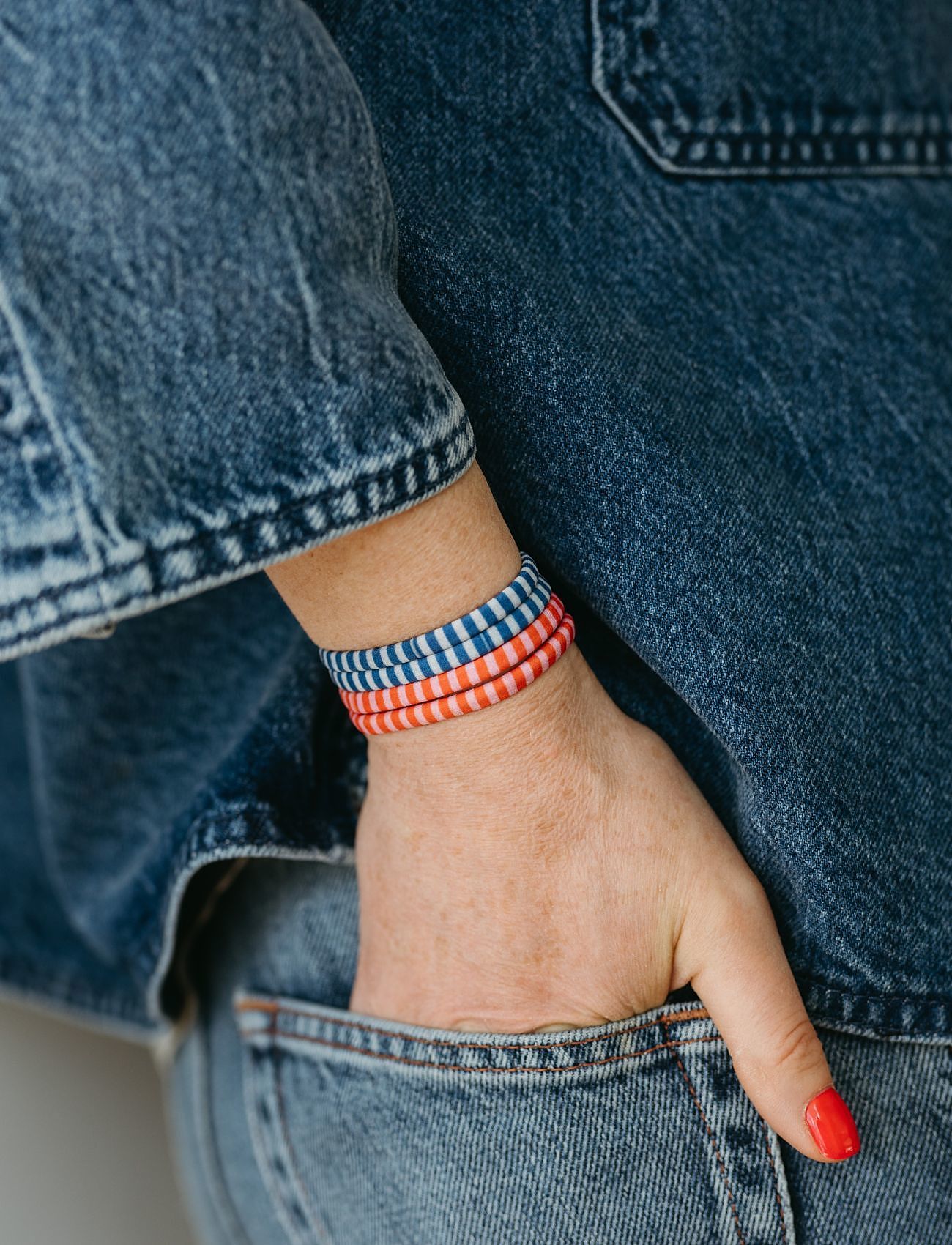 By Barb - Hair ties striped pattern multicoloured 8-pack, recycled material - scrunchies - multicoloured - 3