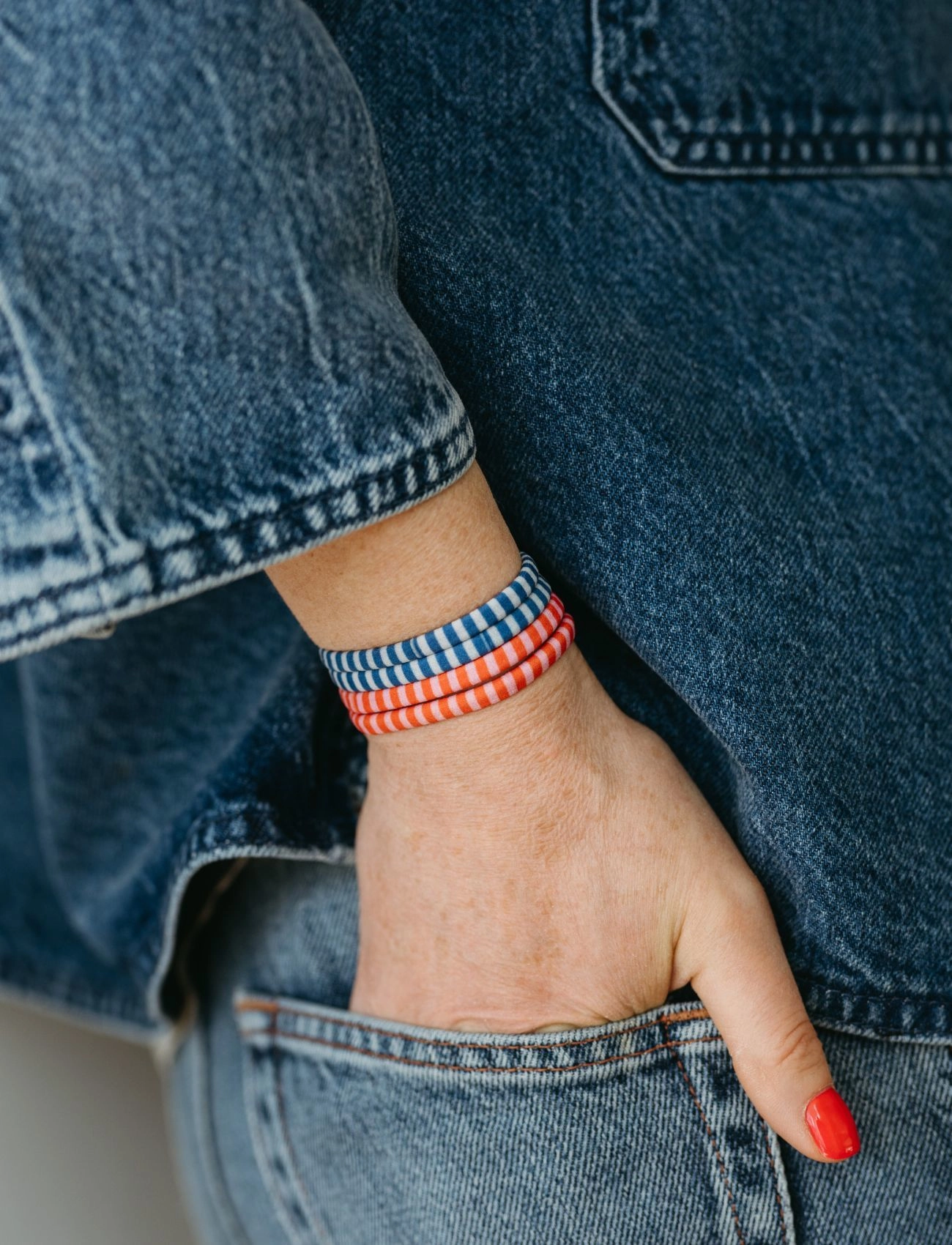By Barb - Hair ties striped pattern multicoloured 8-pack, recycled material - kaspinai - multicoloured - 3