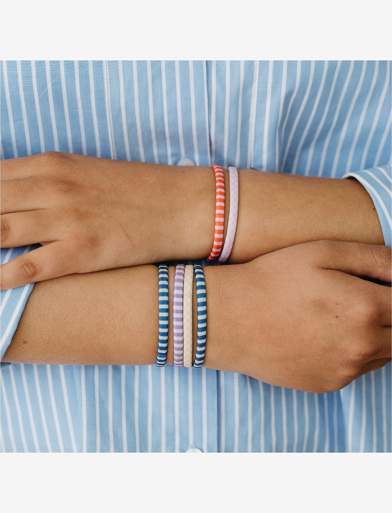 By Barb - Hair ties squared pattern multicoloured 8-pack, recycled material - scrunchies - multicoloured - 2