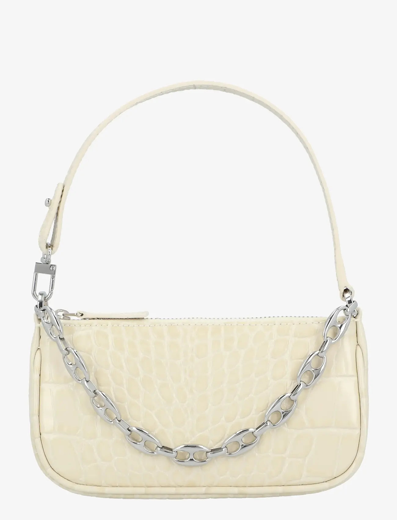 By Far - Mini Rachel Croco Leather Shoulder Bag - Õlakotid - white - 0