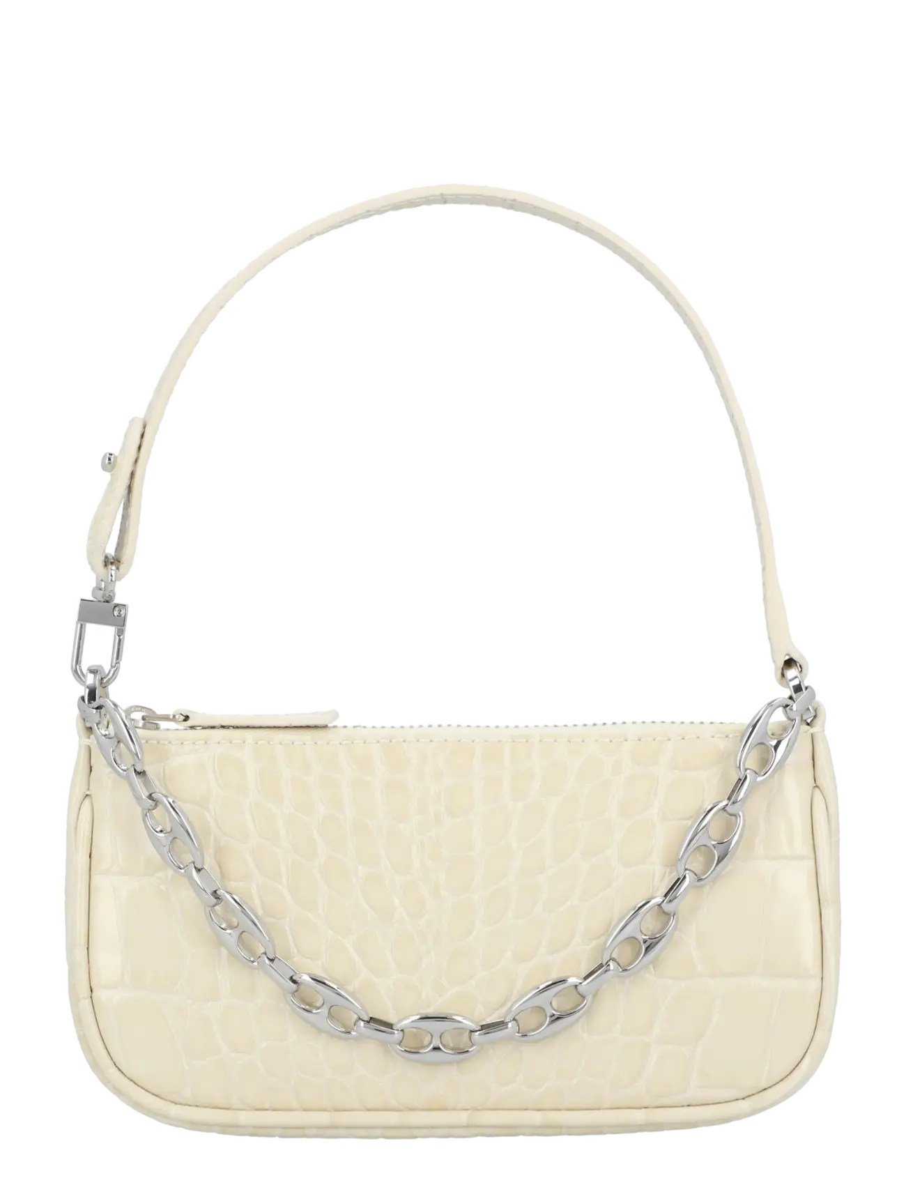 By Far Mini Rachel Croco Leather Shoulder Bag - Bags - WHITE / white
