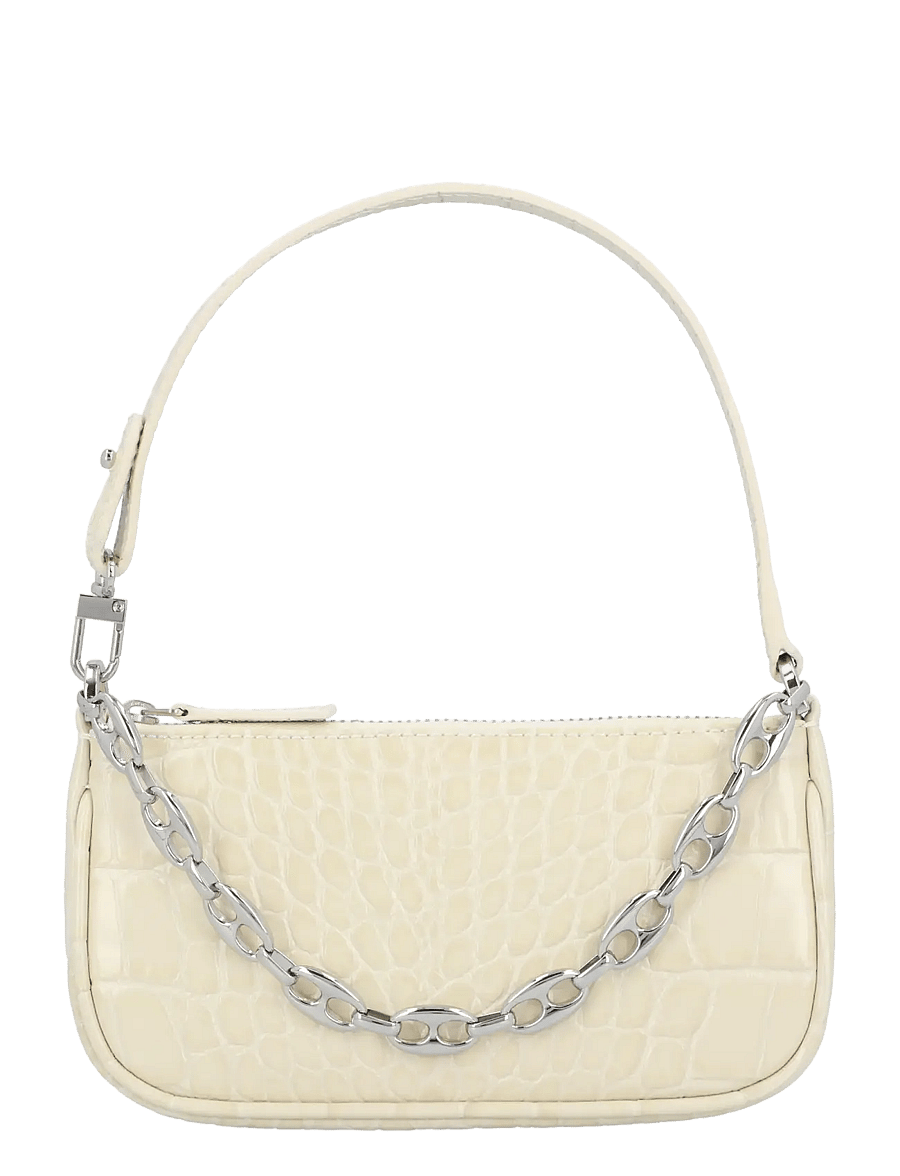By Far - Mini Rachel Croco Leather Shoulder Bag - Õlakotid - white - 0