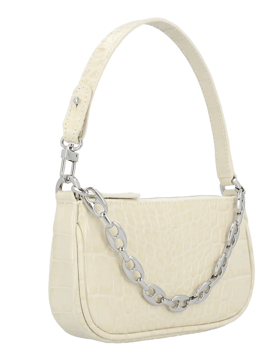 By Far - Mini Rachel Croco Leather Shoulder Bag - Õlakotid - white - 1