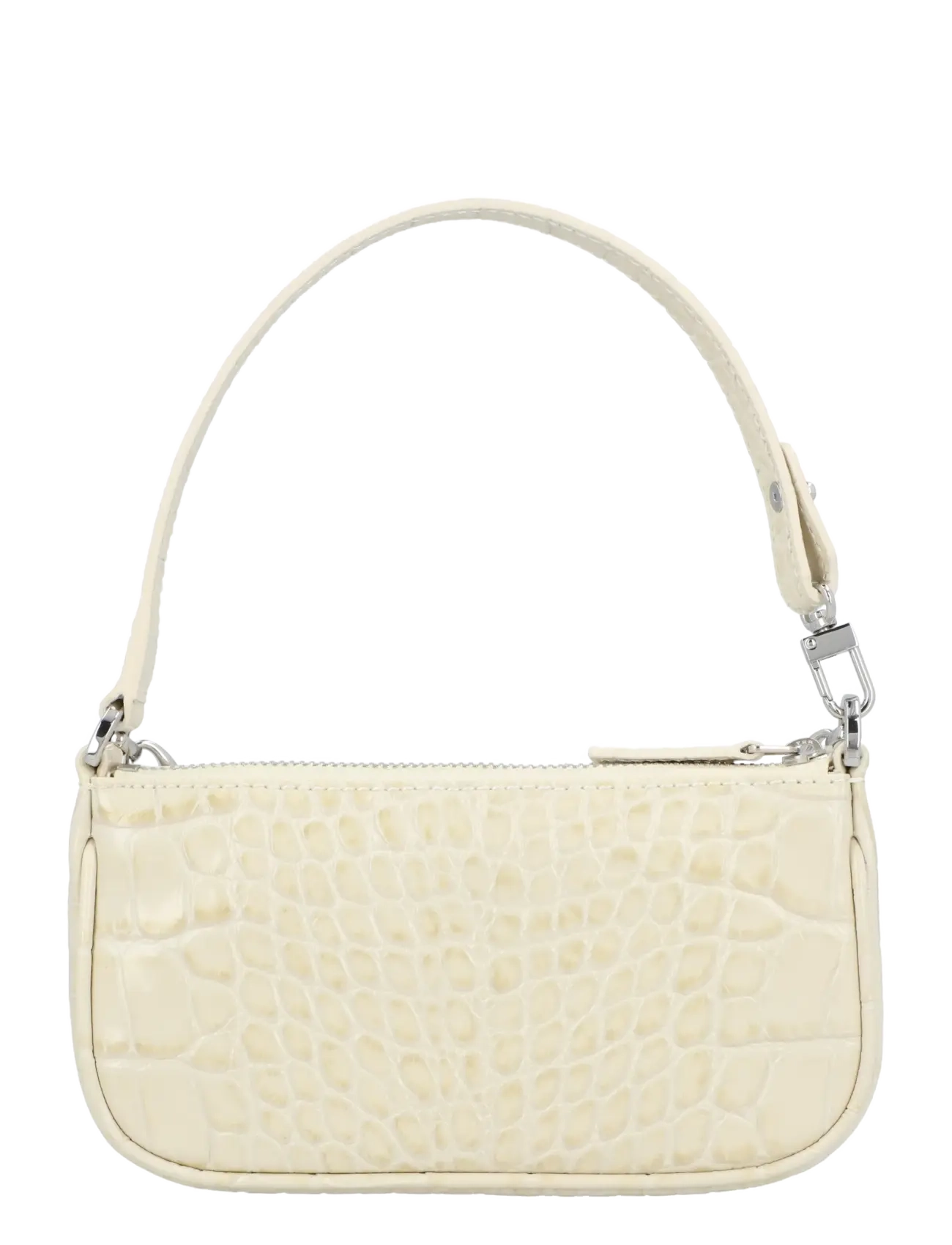 By Far - Mini Rachel Croco Leather Shoulder Bag - schultertaschen - white - 2