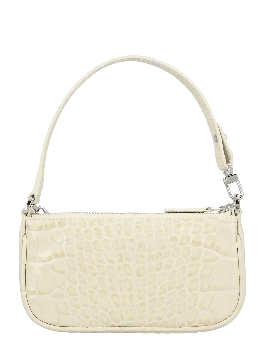 By Far - Mini Rachel Croco Leather Shoulder Bag - Õlakotid - white - 2