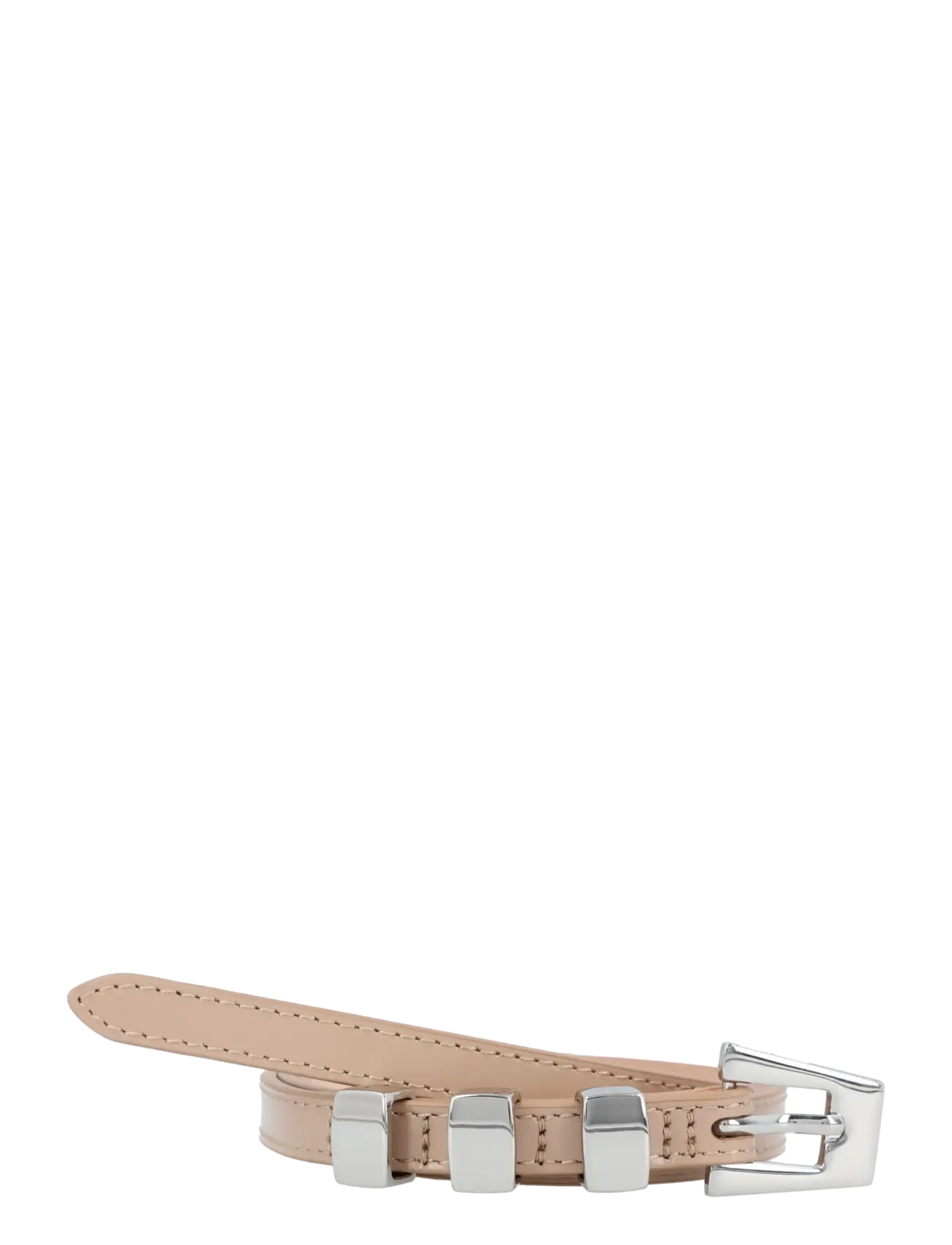 By Far Vic Taupe Semi Patent Leather Belt, S, Beige, Belts > Casual Belt, Dame