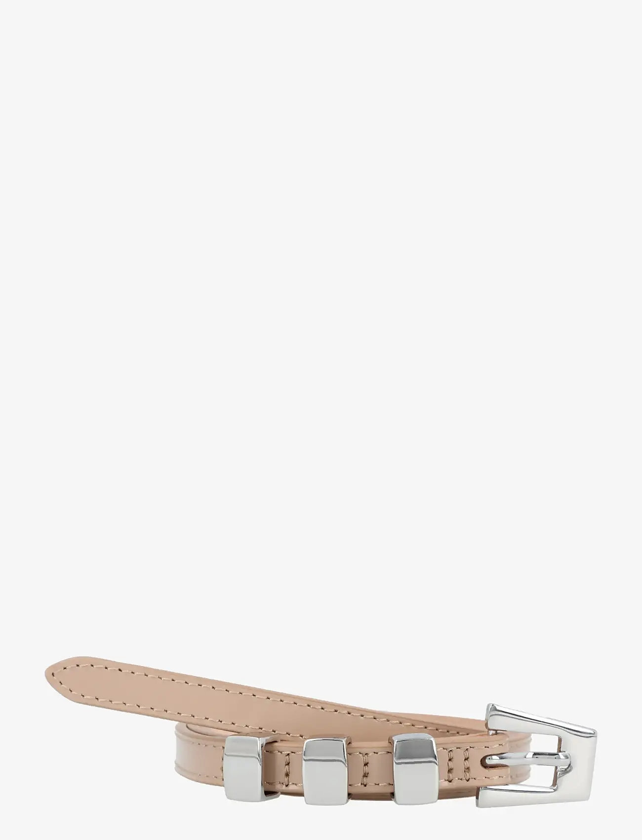 By Far - Vic Taupe Semi Patent Leather Belt - læderbælter - beige - 0