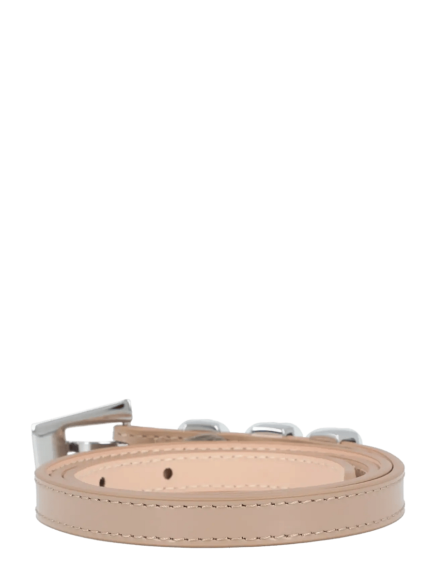 By Far - Vic Taupe Semi Patent Leather Belt - ledergürtel - beige - 1