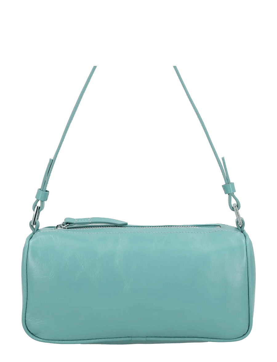 By Far - Fran Glossy Croco Embossed Leather Bag - shoulder bags - blue - 0