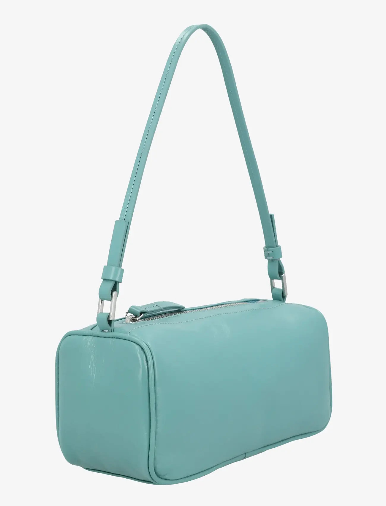 By Far - Fran Glossy Croco Embossed Leather Bag - shoulder bags - blue - 1
