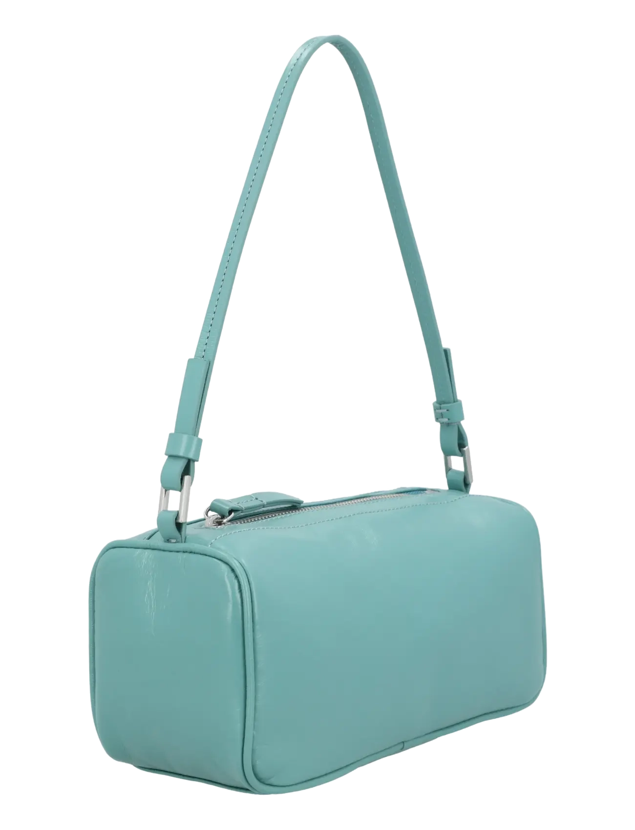 By Far - Fran Glossy Croco Embossed Leather Bag - axelremsväskor - blue - 1