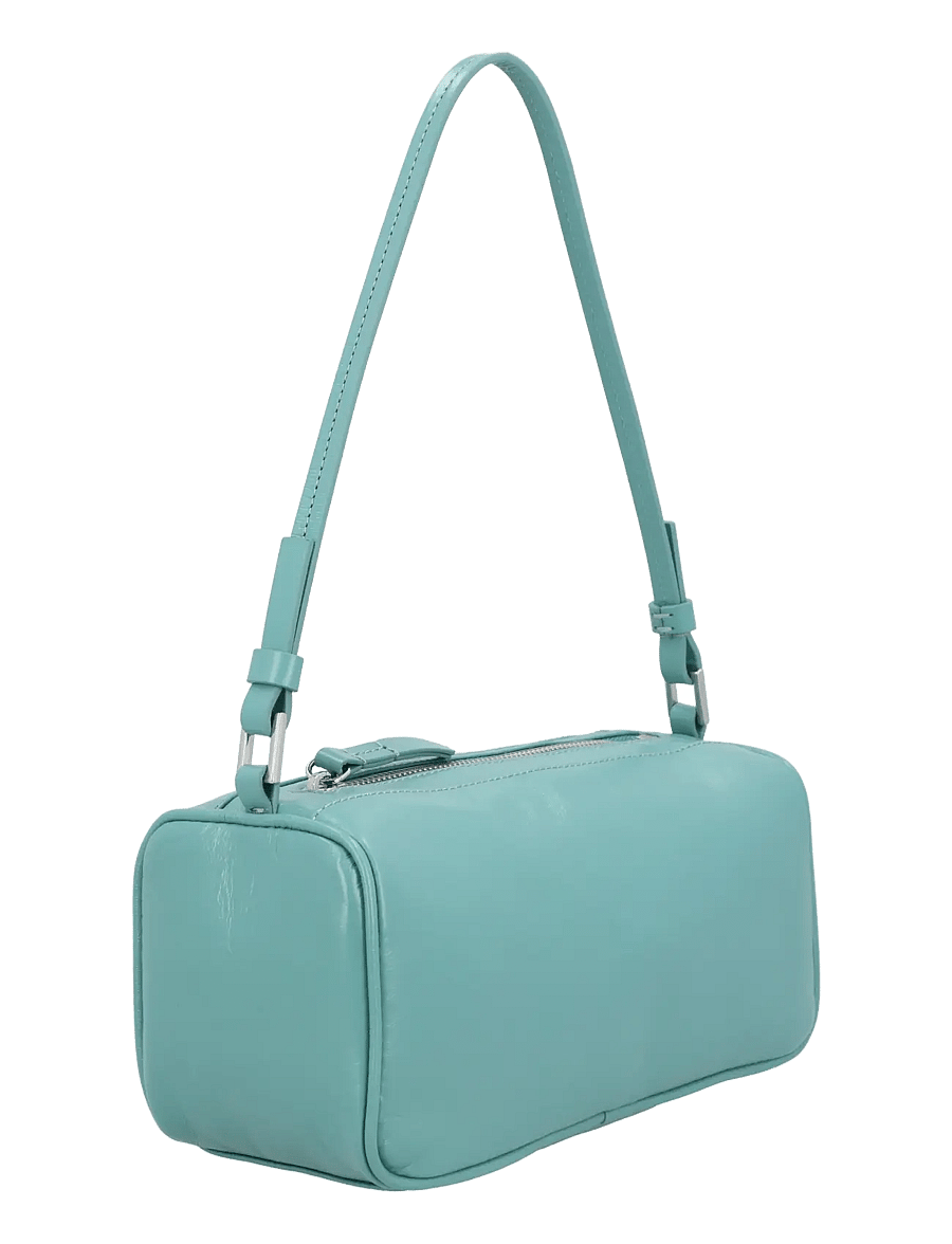 By Far - Fran Glossy Croco Embossed Leather Bag - shoulder bags - blue - 1