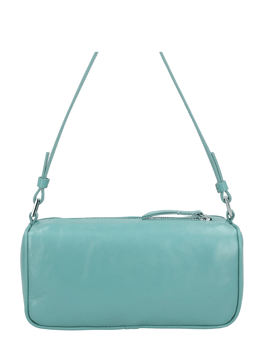 By Far - Fran Glossy Croco Embossed Leather Bag - shoulder bags - blue - 2