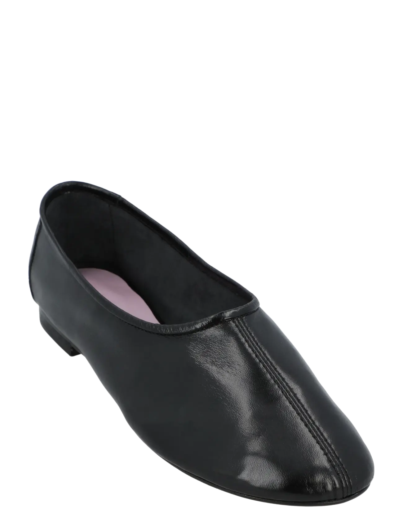 By Far Prudence Limewash Creased Leather Ballet Flat, Kvinder, Ballerina, Sort, Str: 40
