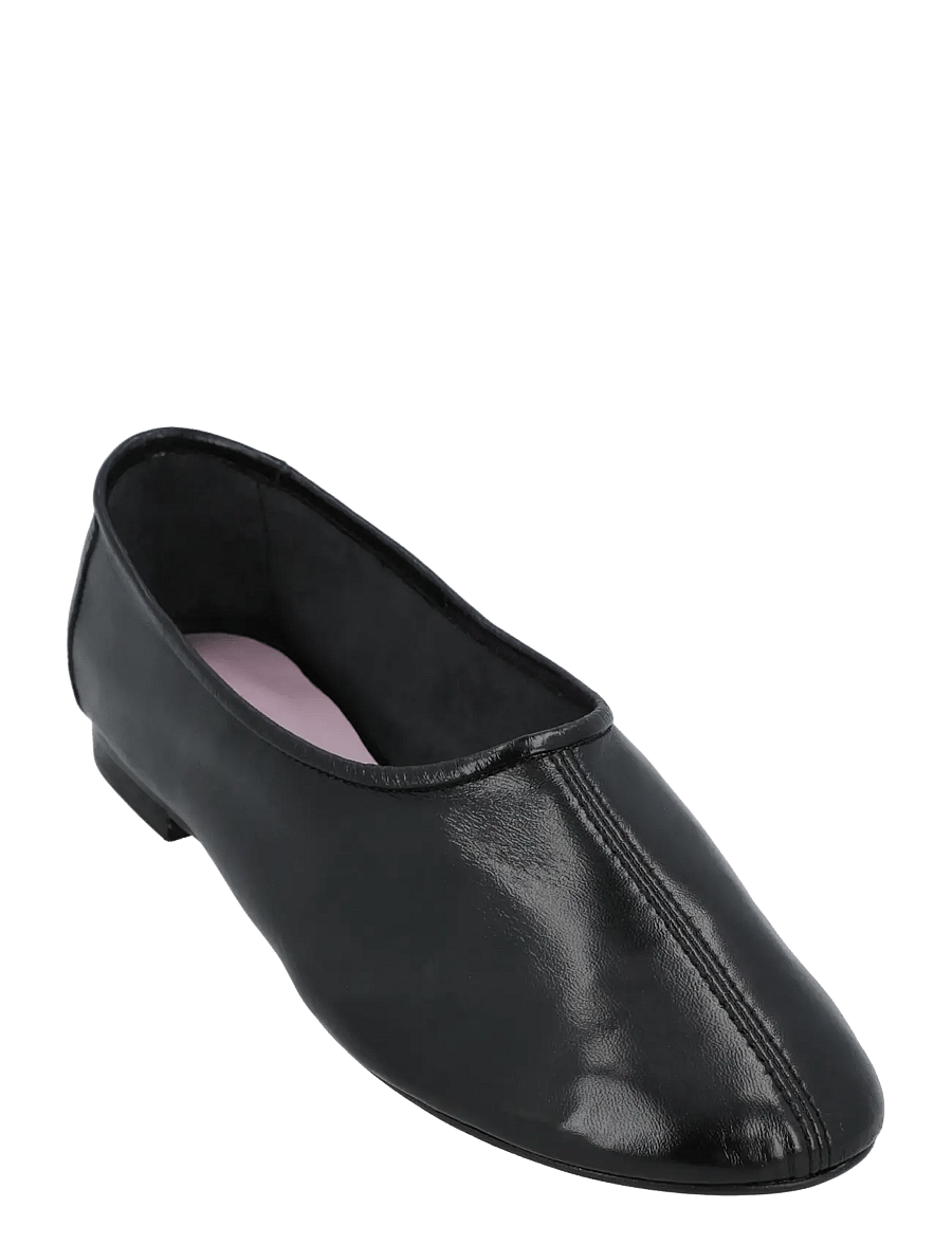 By Far - Prudence Limewash Creased Leather Ballet Flat - konfirmationstøj - black - 0