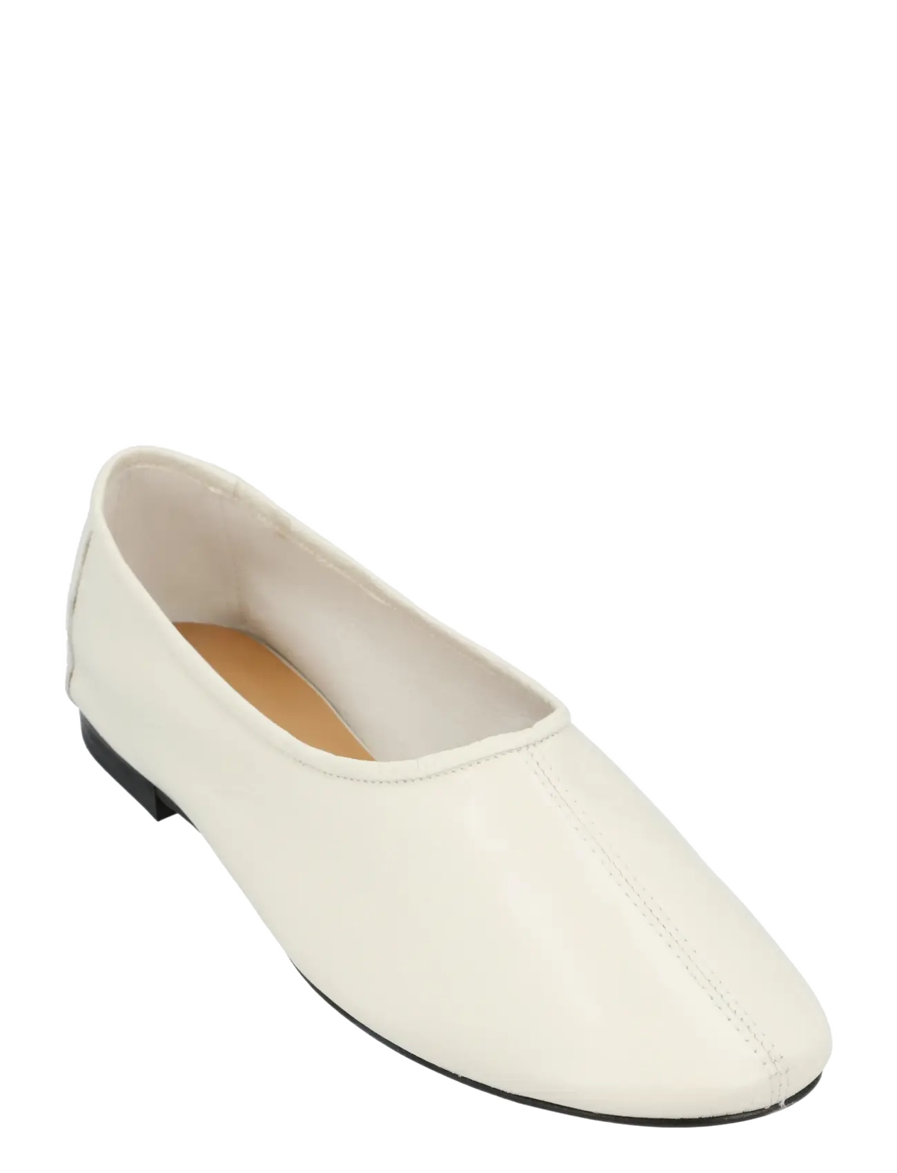 By Far Prudence Limewash Creased Leather Ballet Flat, 38, White, Sko > Ballerinaer, Dame