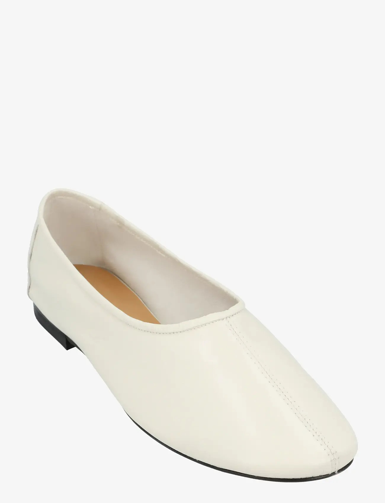 By Far - Prudence Limewash Creased Leather Ballet Flat - konfirmationstøj - white - 0
