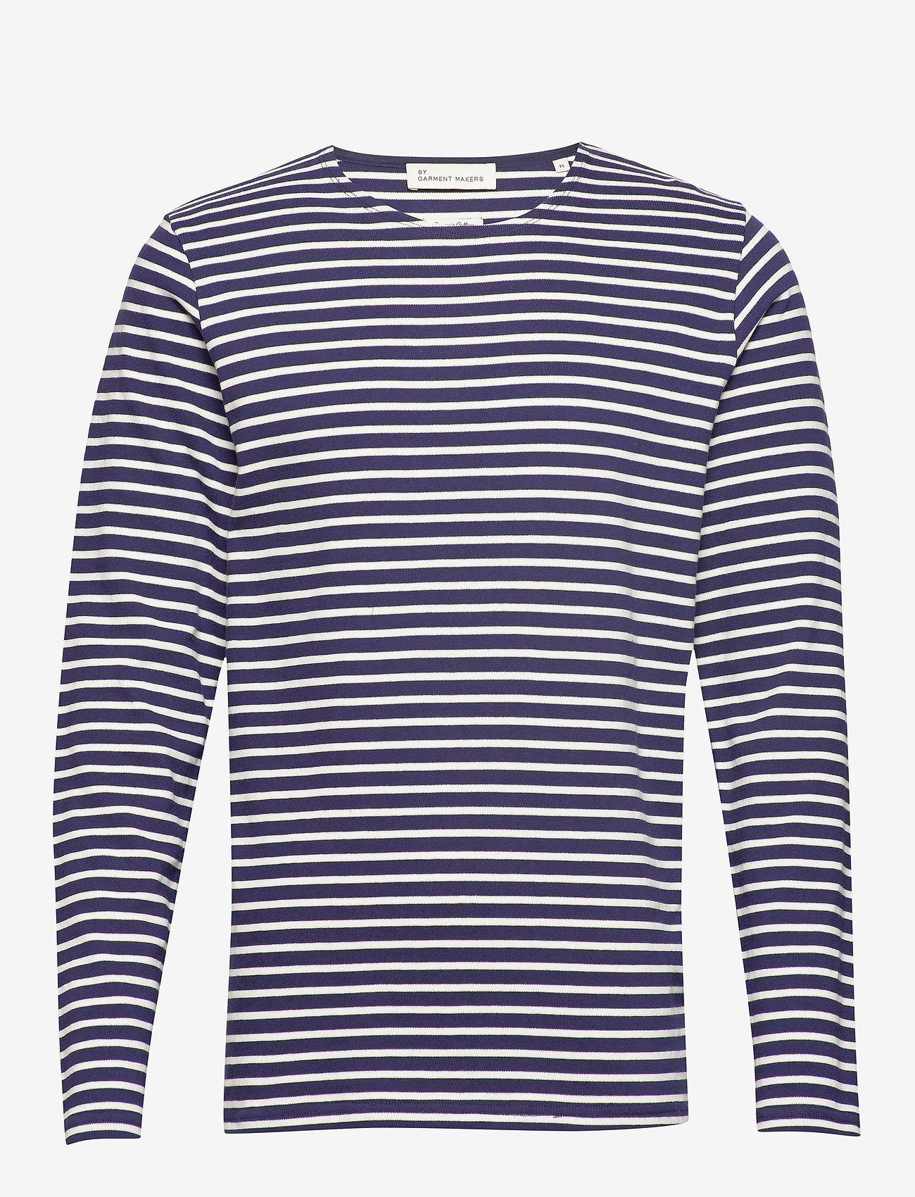 By Garment Makers - The Organic Striped Tee LS - navy blazer - 0