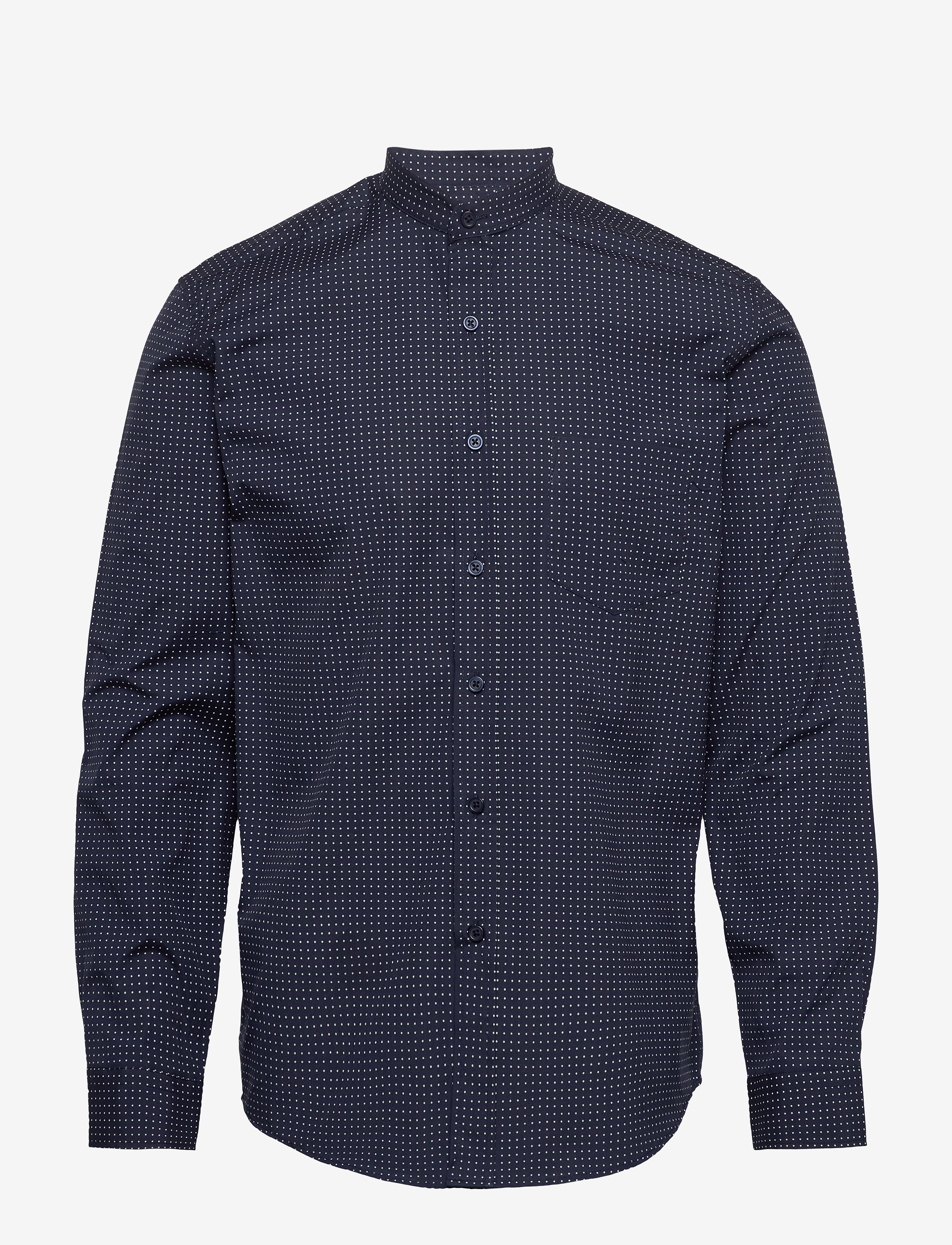 By Garment Makers - The Organic Printed Mandarin Shirt - 3096 navy blazer - 0
