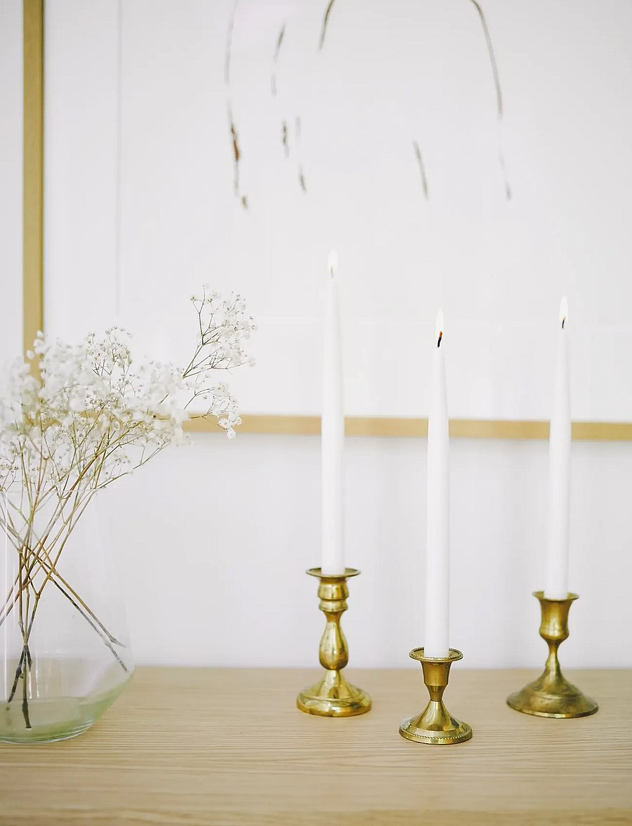 Havi - Hav antique taper candle white 8h - tischkerzen - white - 0