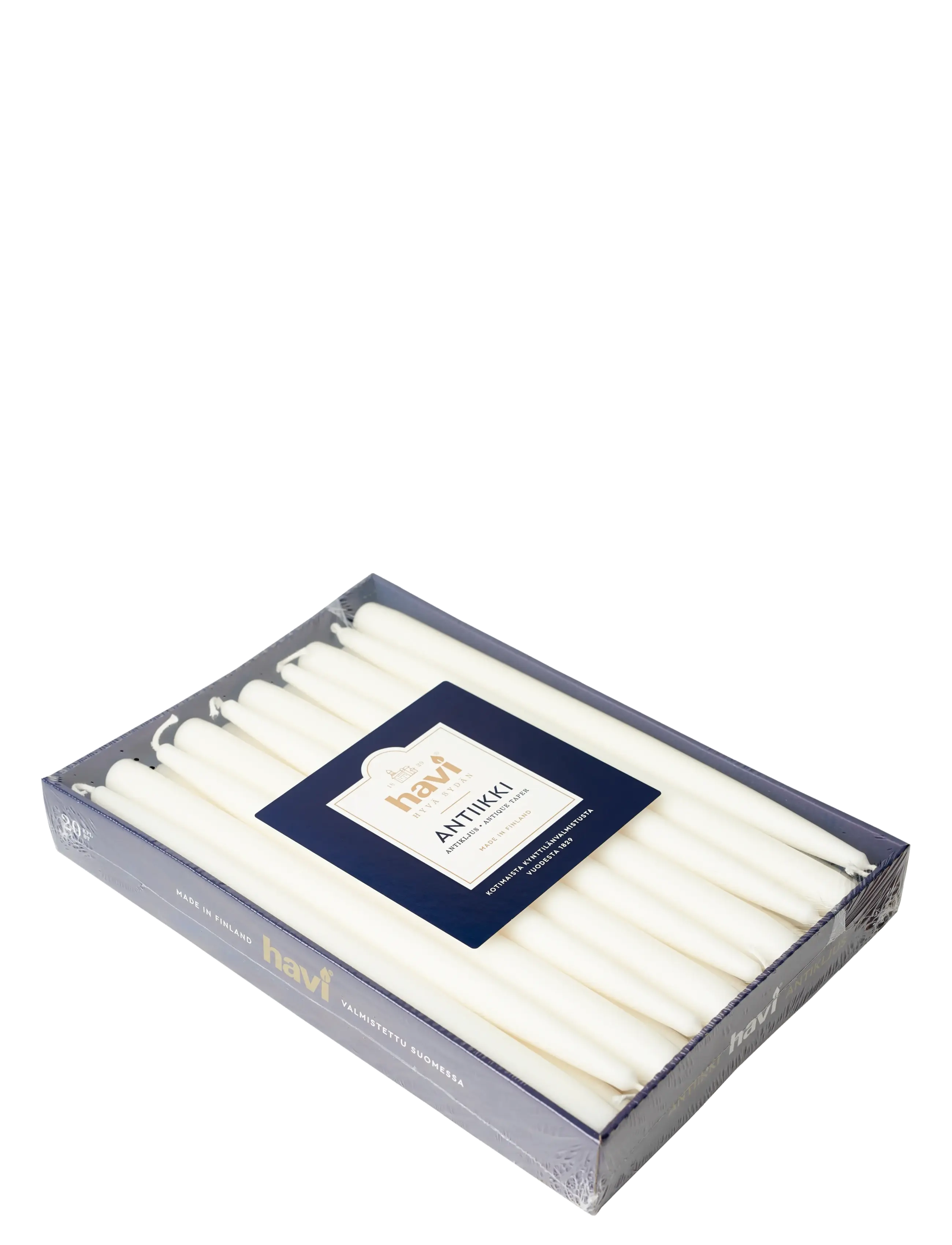 Havi Antique Taper Candle White 8H 20Pack, Søjlelys, Hvid, Str: H:28CM