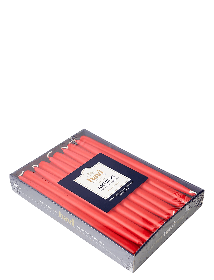 Havi - Havi antique taper candle red 8h 20pack - kruunukynttilät - red - 0