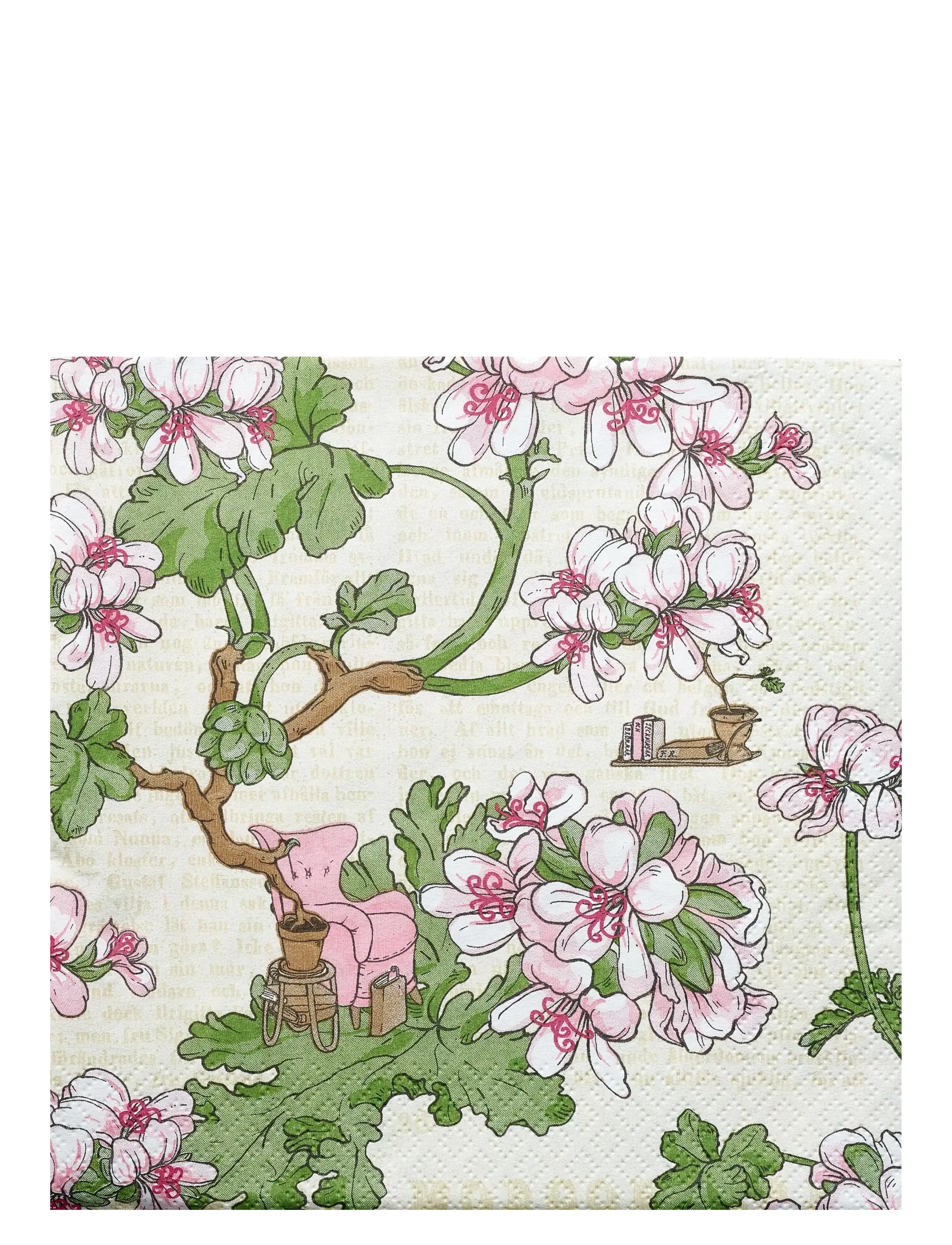Havi -Nuppu Napkin Pelargonia, 24X24 cm, Napkins, Creme - Paper Homeware