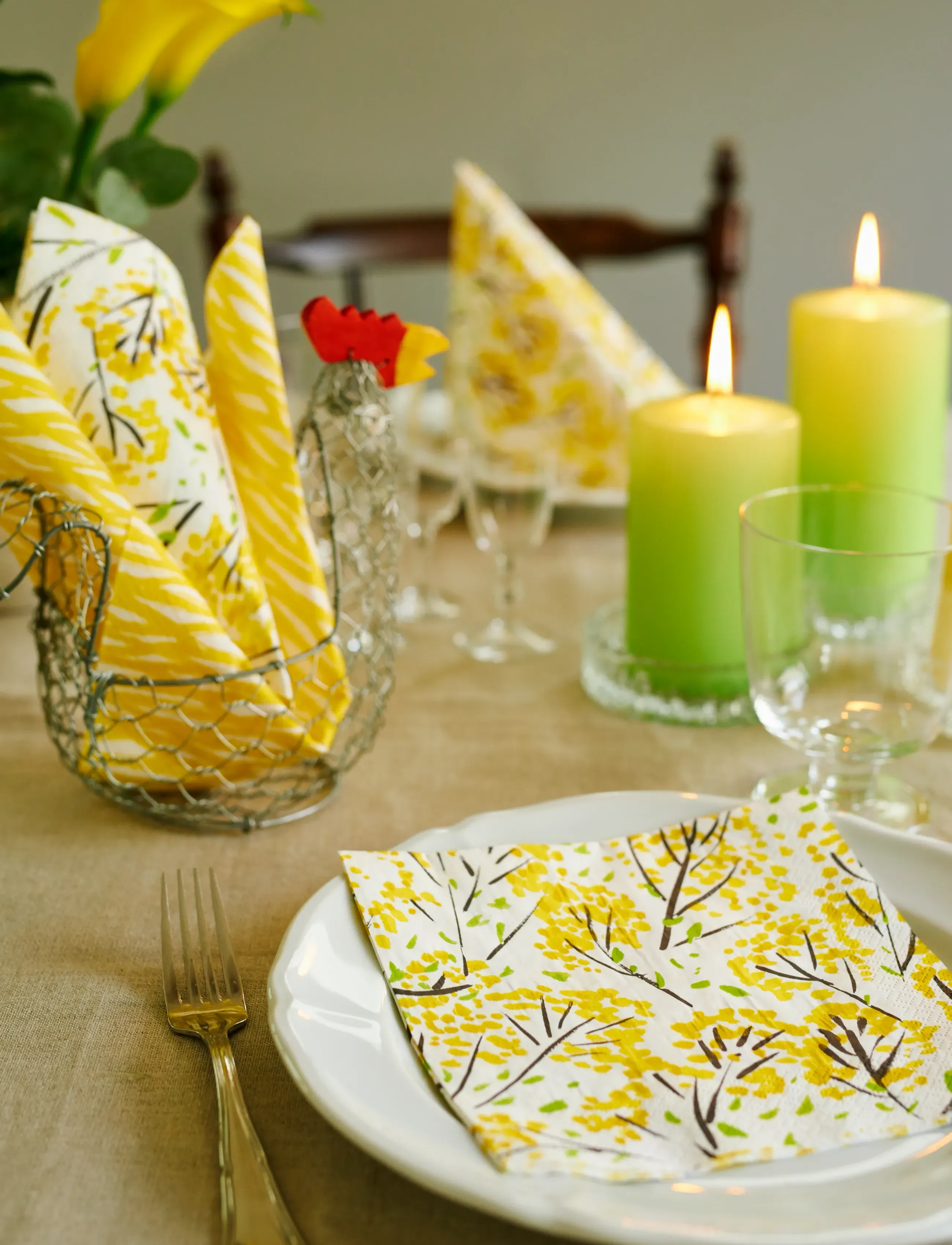 Havi Havi Napkin Onnenpensas, 33X33 cm, Yellow, Servietter > Papirservietter, Unisex