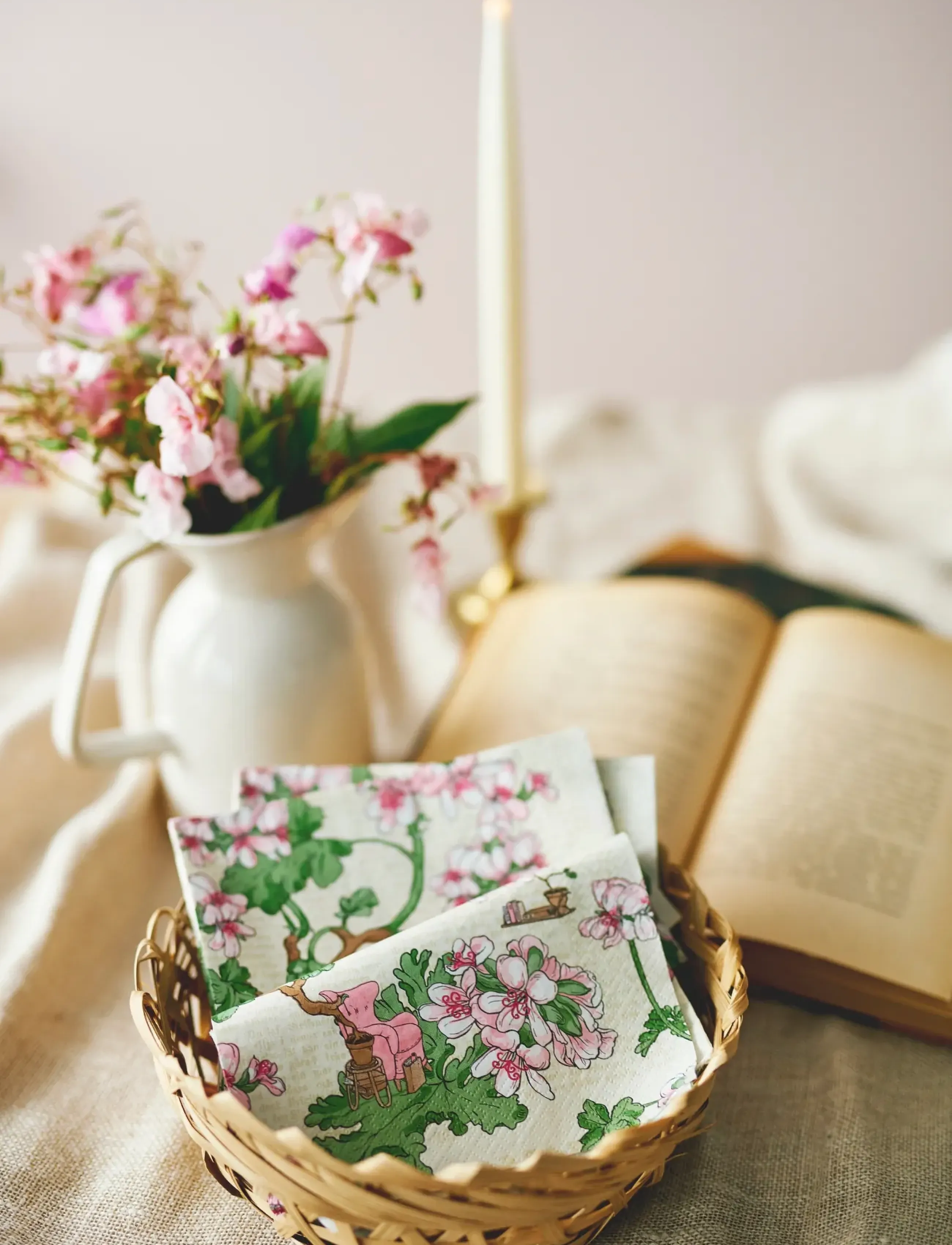 Havi Havi-Nuppu Napkin Pelargonia, 33X33 cm, Cream, Servietter > Papirservietter, Unisex