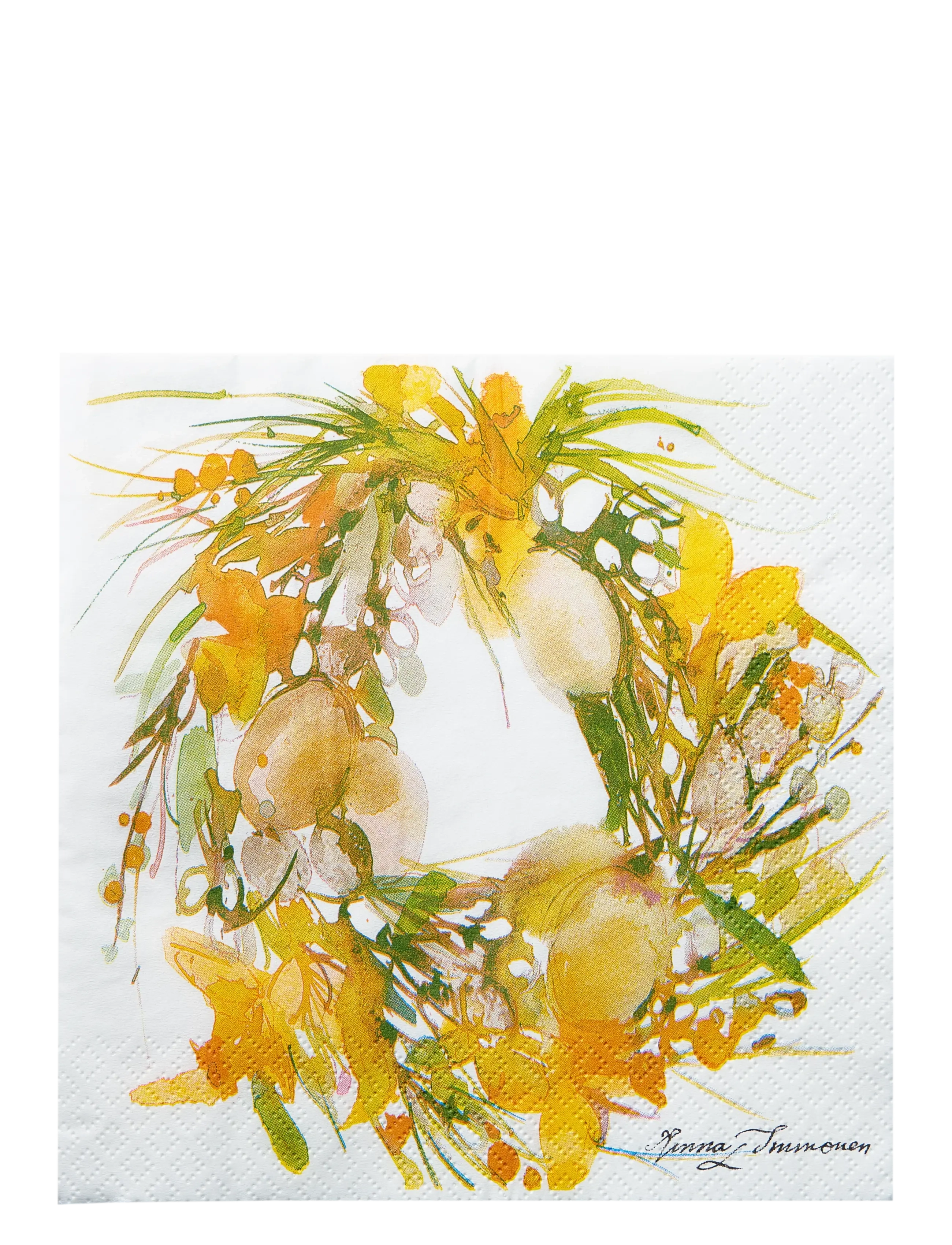 Havi Napkin Kevätseppele, Paper Serviet, Gul, Str: 33X33CM