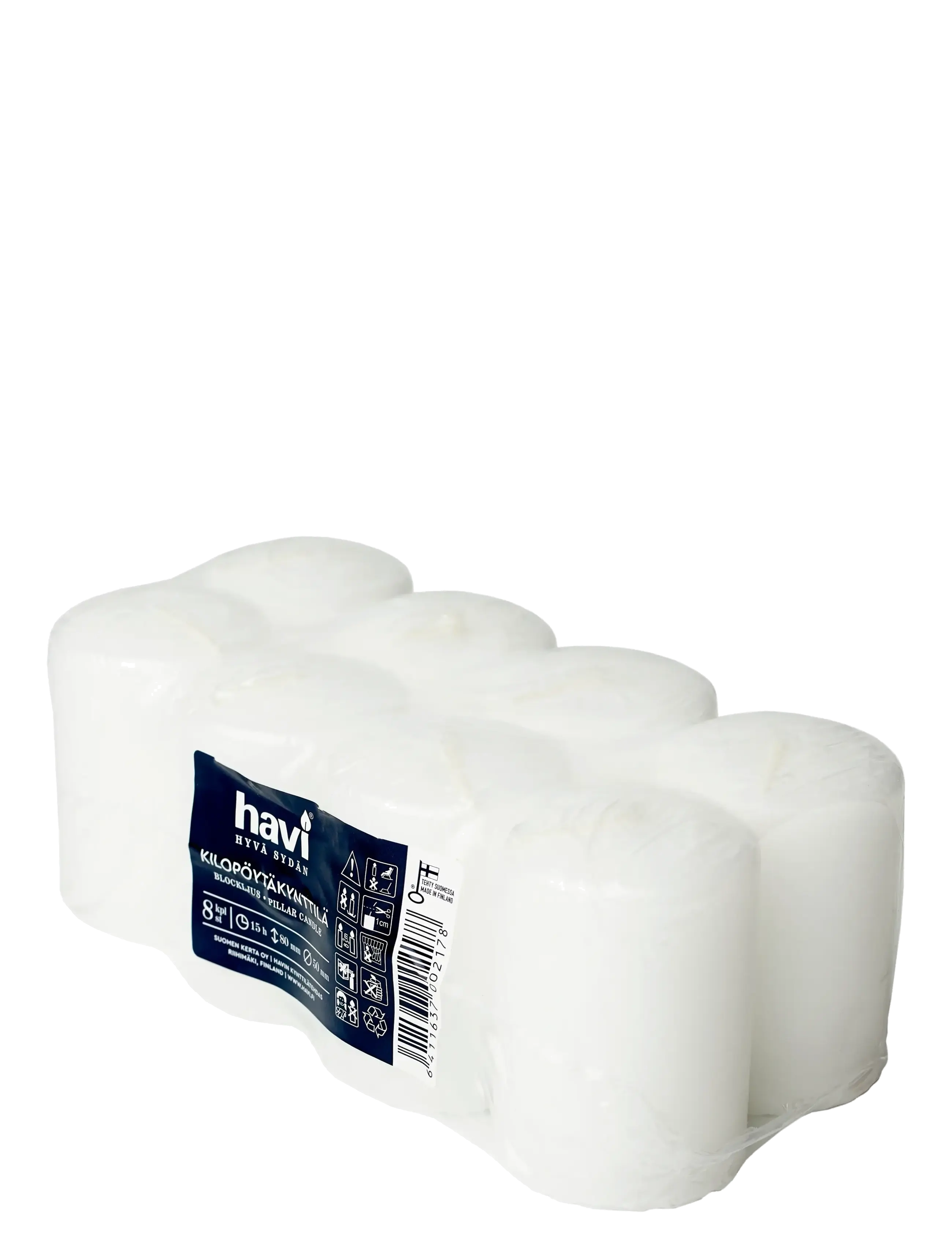 Havi Pilar Candle White 8-Pack, H:28 cm, Candles, Weiß - Block Homeware