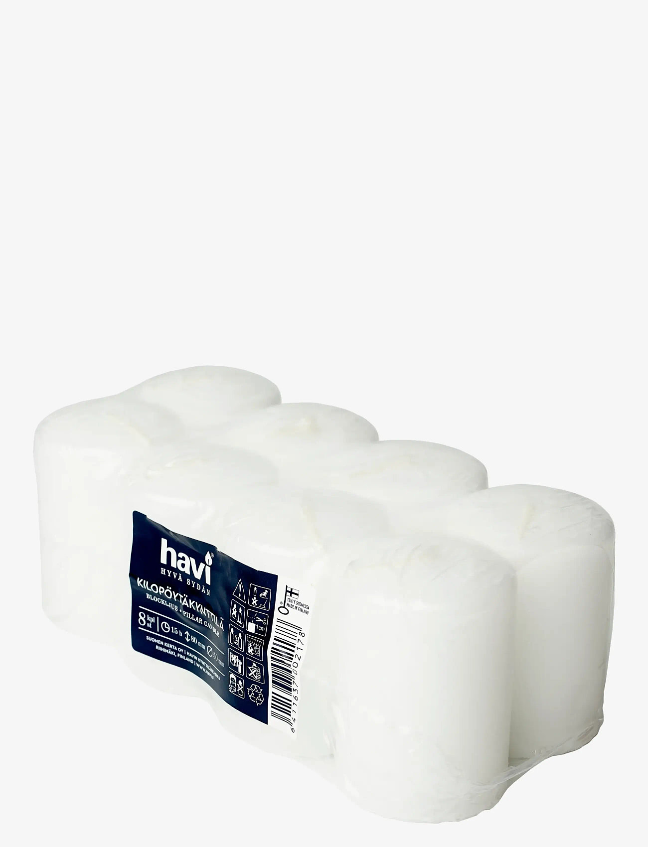 Havi - Havi pilar candle white 8-pack - bloklys - white - 0