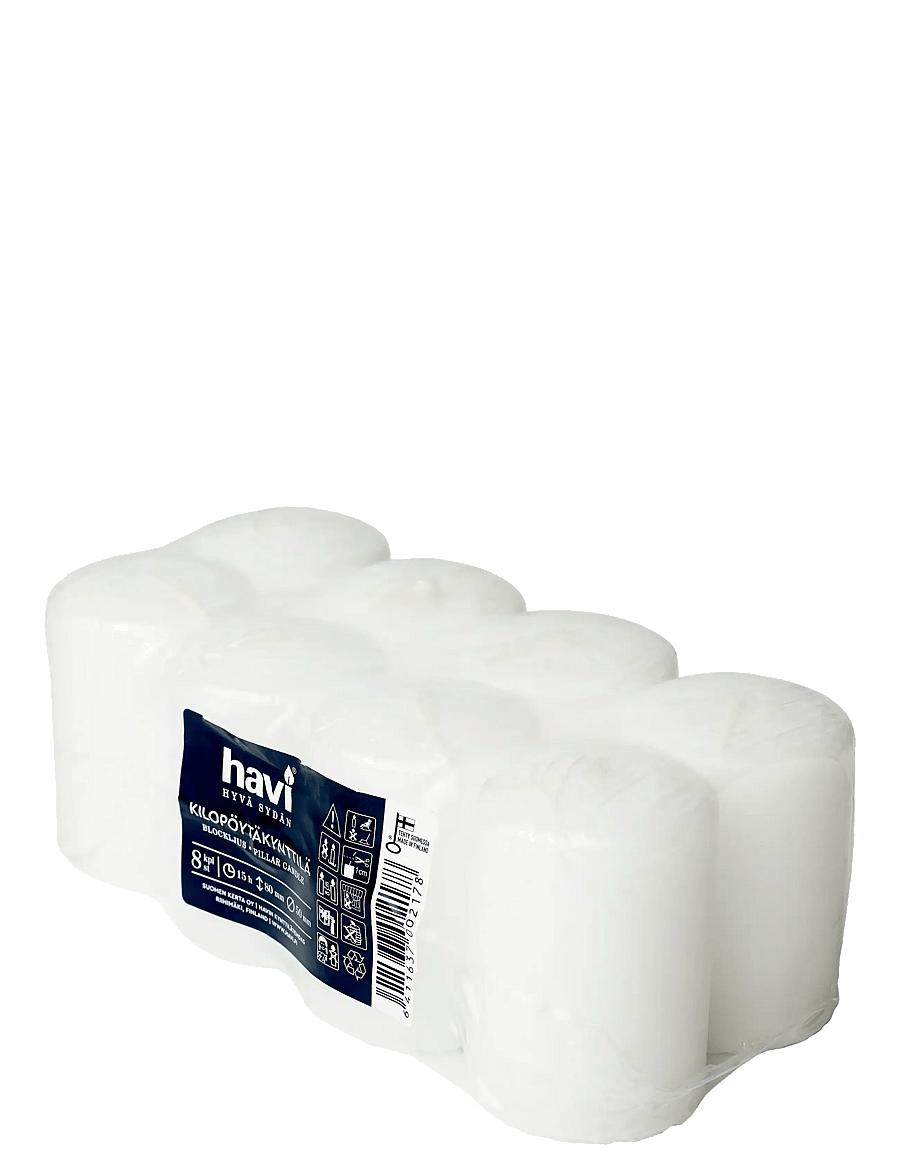 Havi - Havi pilar candle white 8-pack - vahast küünlad - white - 0