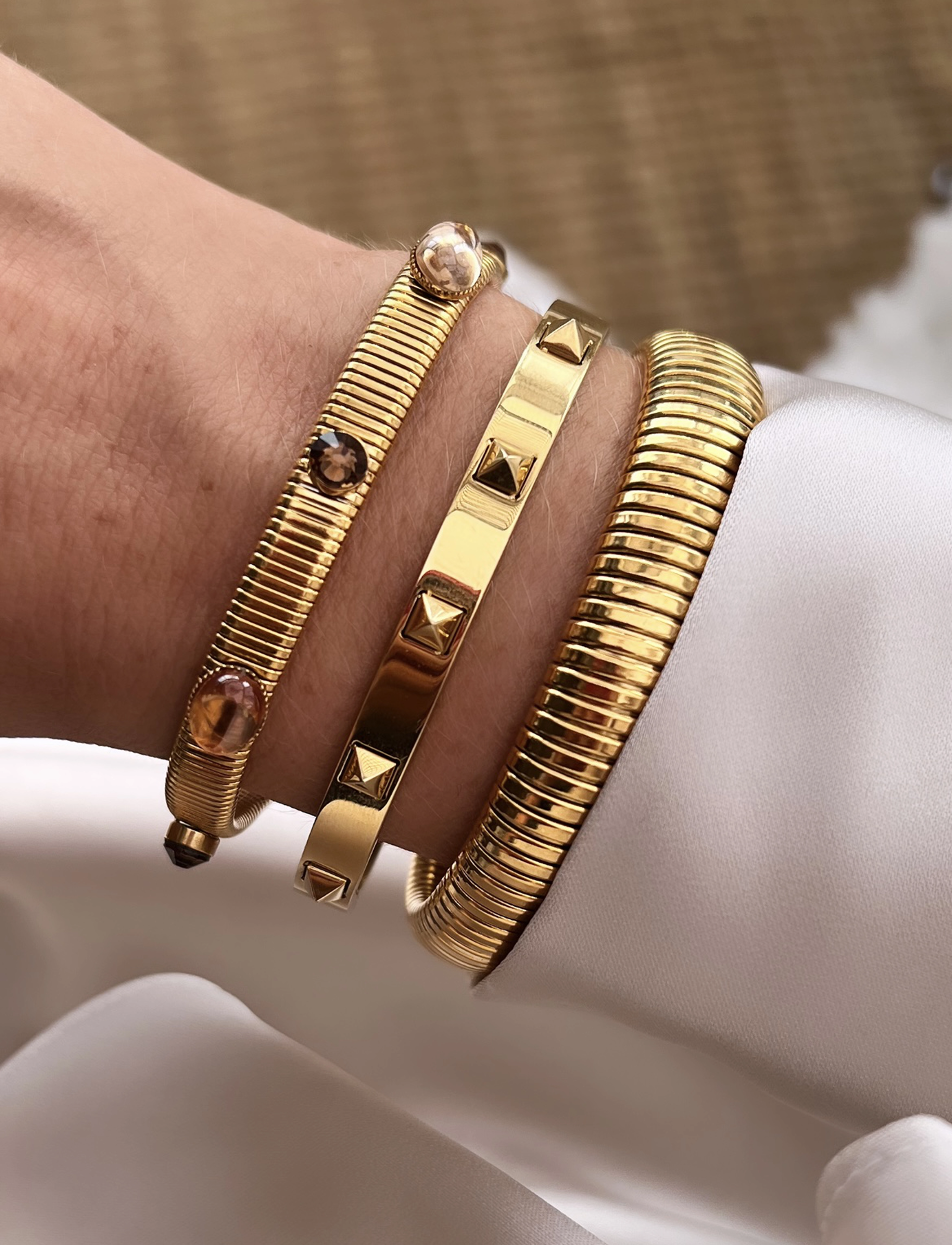 By Jolima Coco Bangle, Small Gold, Kvinder, Fleksibelt Armbånd, Guld, Str: ONE SIZE