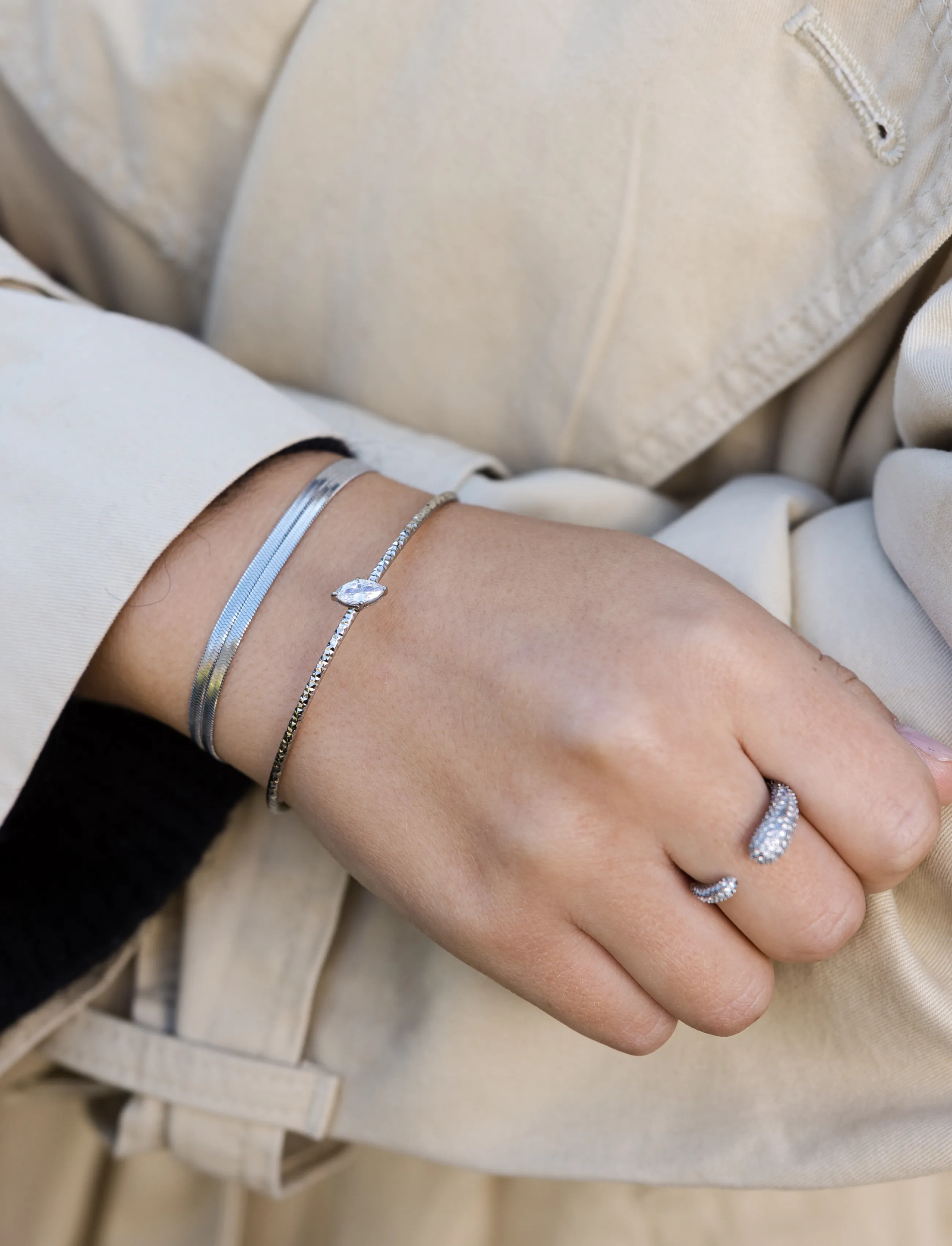 By Jolima - Como mini bangle crystal gold - bangles-armband - silver - 2