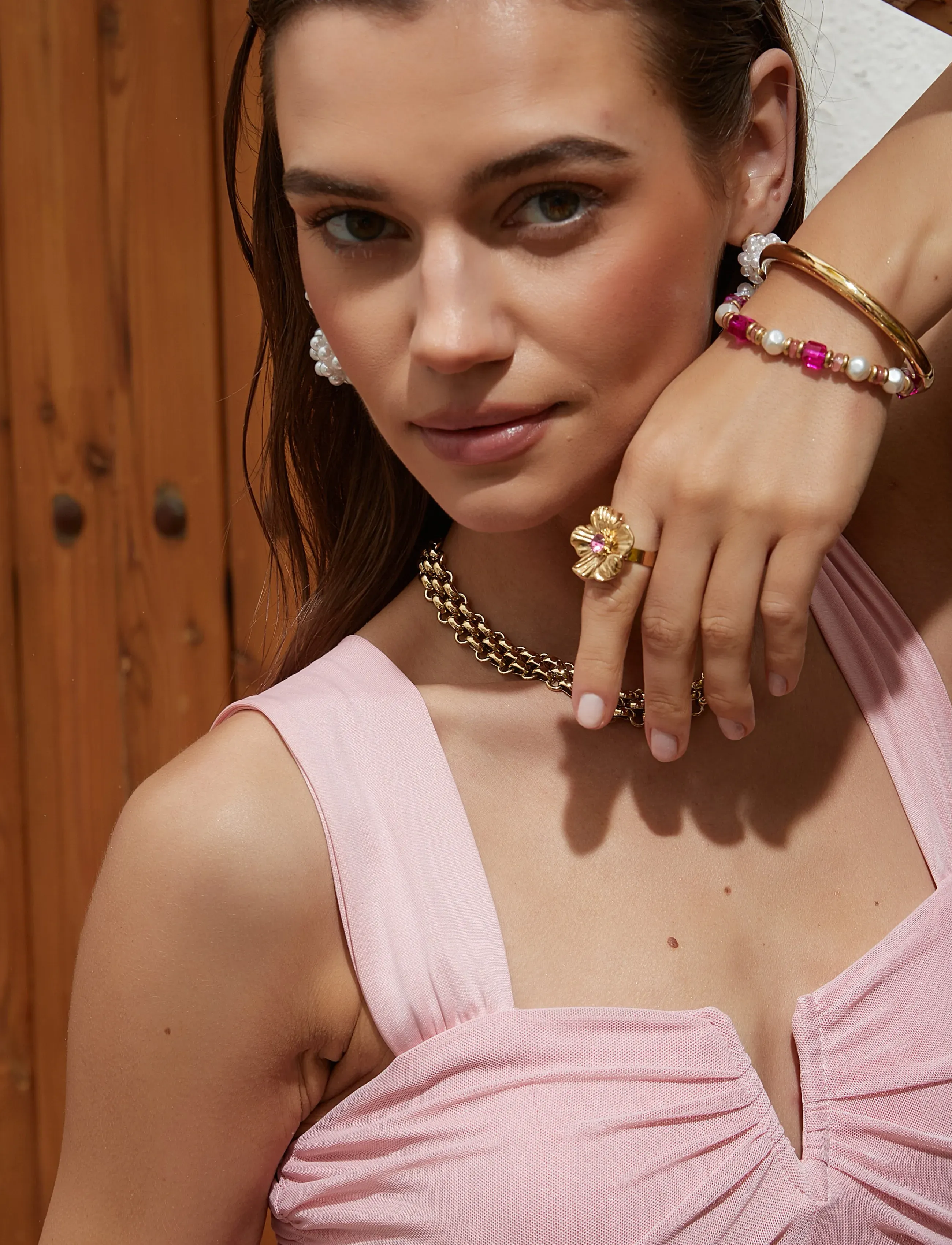 By Jolima - Pink elastic bracelet - confirmation - pink - 2