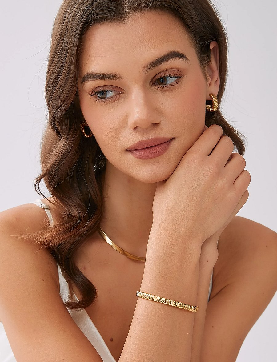 By Jolima - Swirl bangle - armreifen - gold - 0