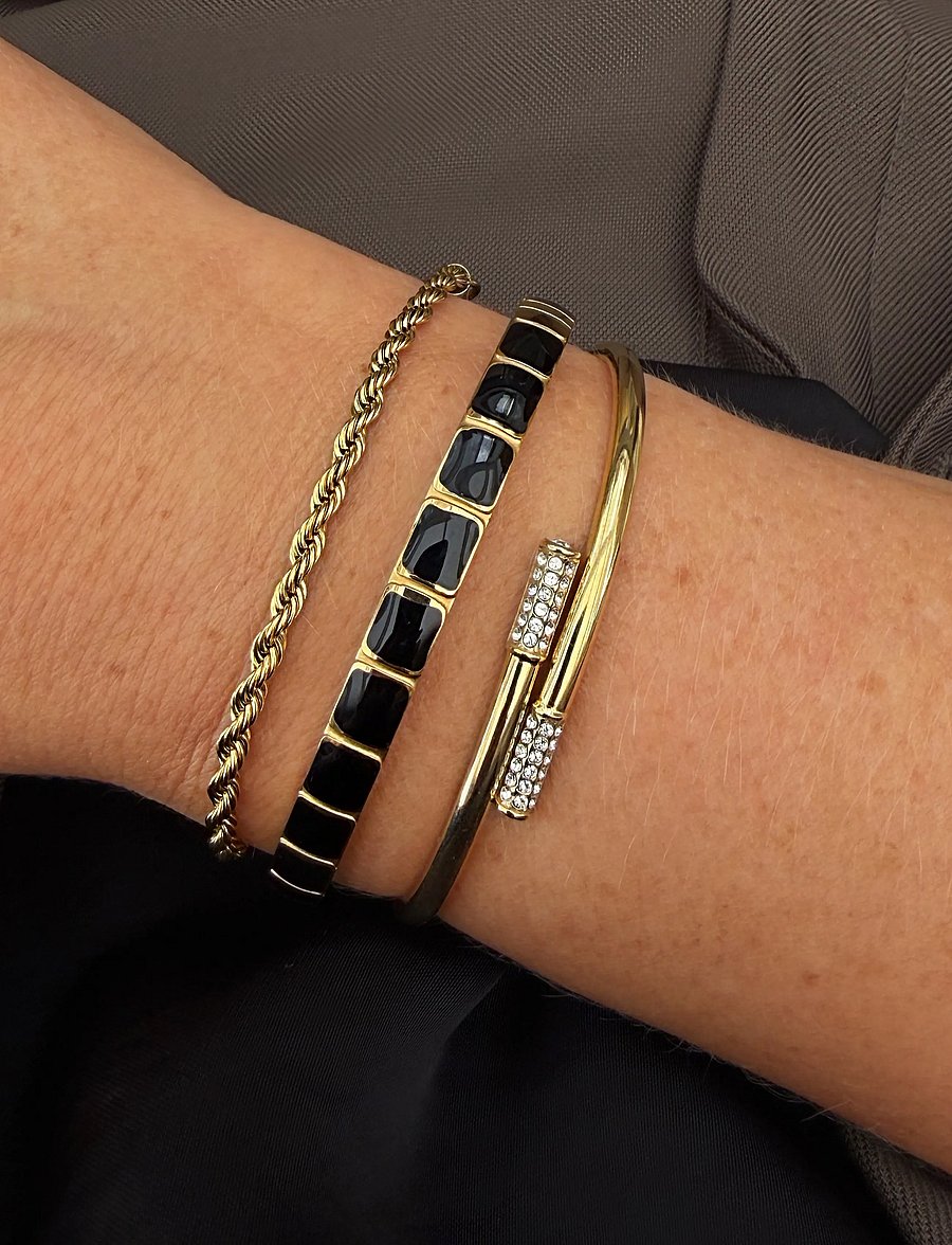 By Jolima - Avenue bangle black - bangles-armband - gold - 0
