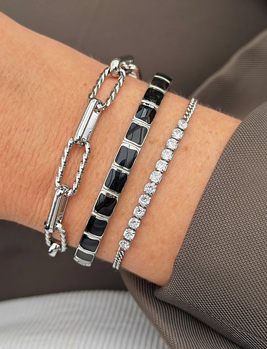 By Jolima - Avenue bangle black - bangles - silver - 0