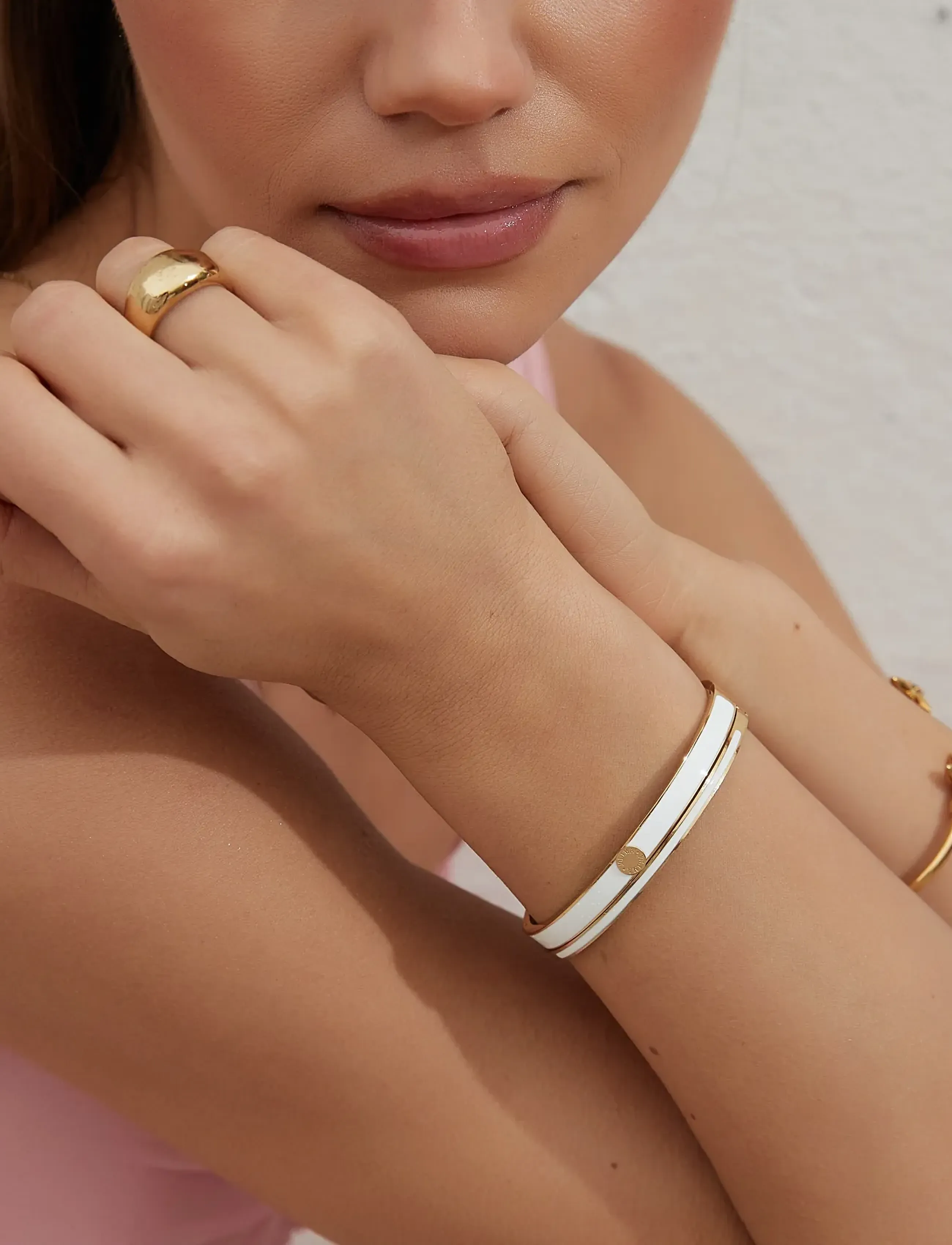 By Jolima Palermo Bangle, One Size 6 cm, White, Armbånd > Armringe, Dame