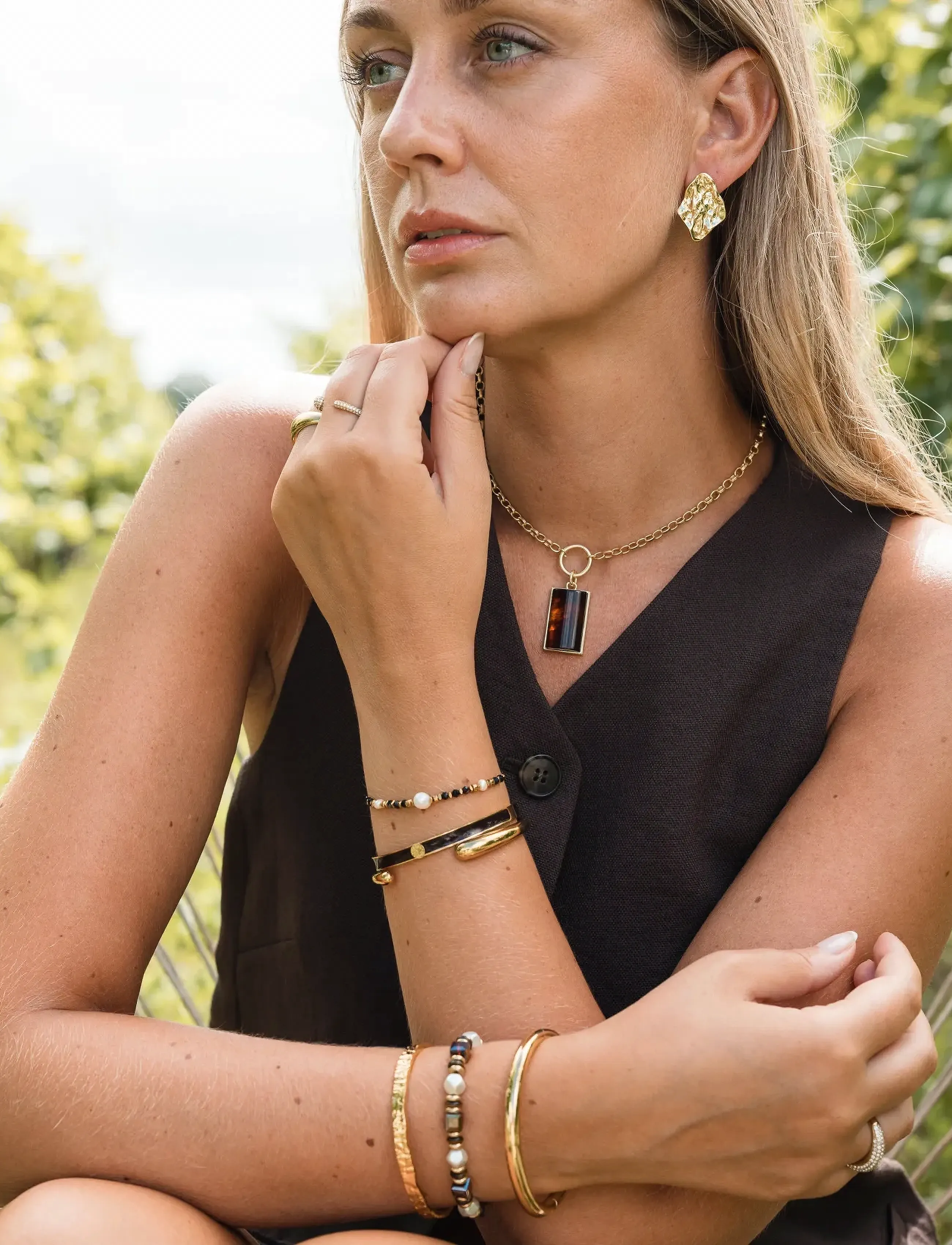By Jolima Palermo Bangle, One Size, Gold, Armbånd > Armringe, Dame